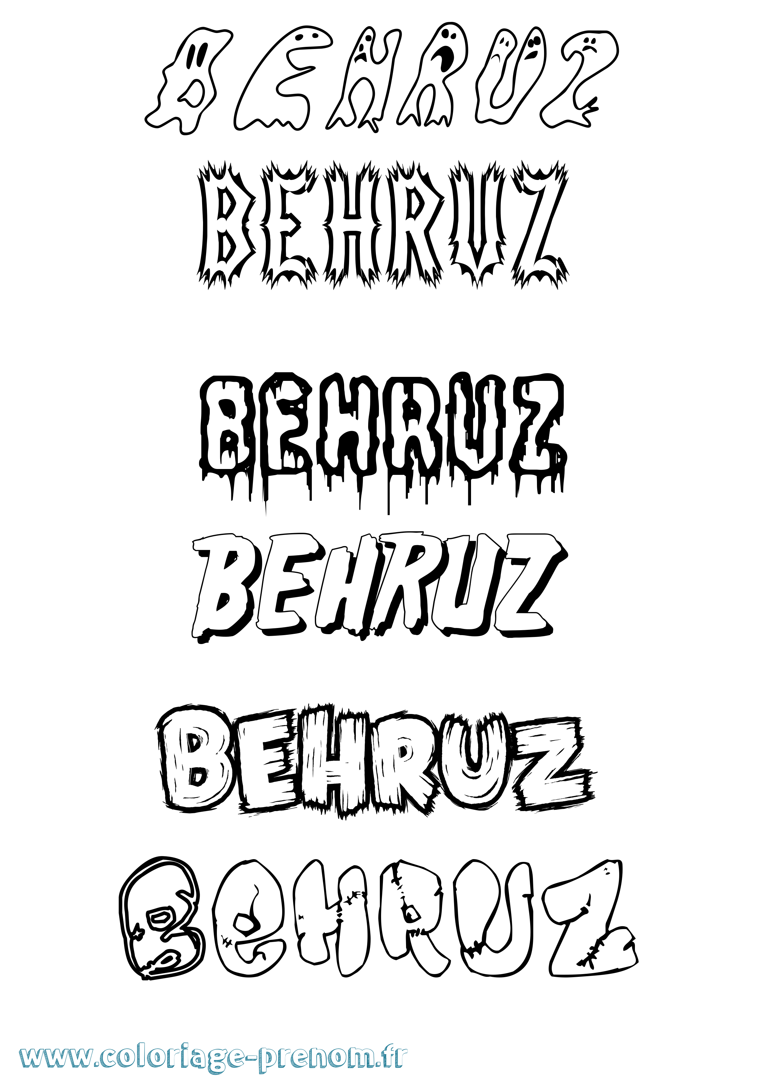 Coloriage Behruz Frisson Coloriage prénom Behruz Frisson