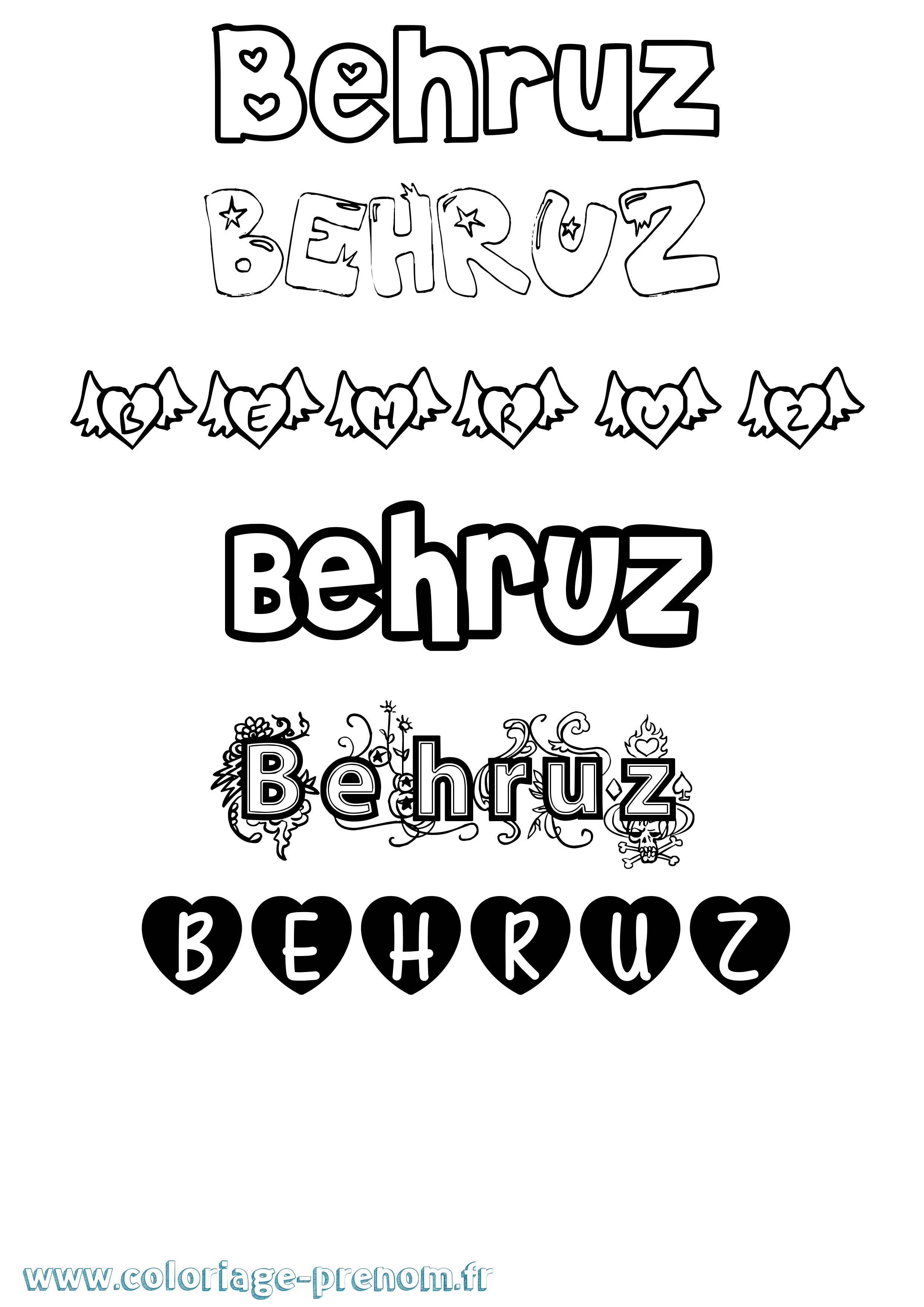 Coloriage Behruz Girly Coloriage prénom Behruz Girly