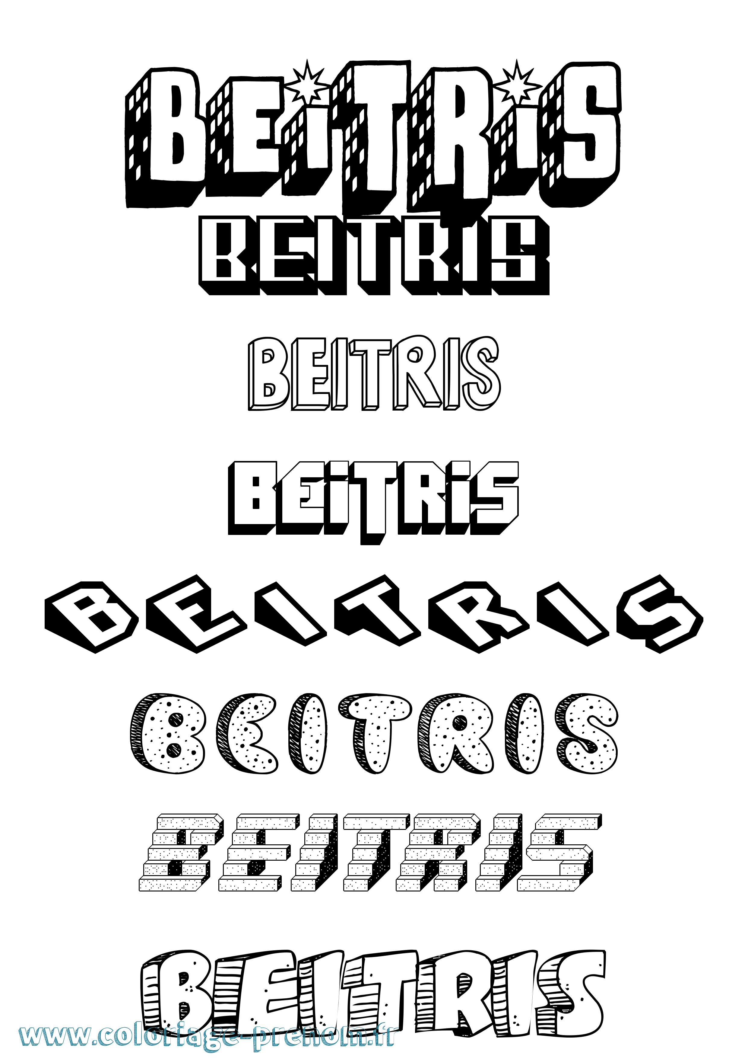 Coloriage Beitris Effet 3D Coloriage prénom Beitris Effet 3D
