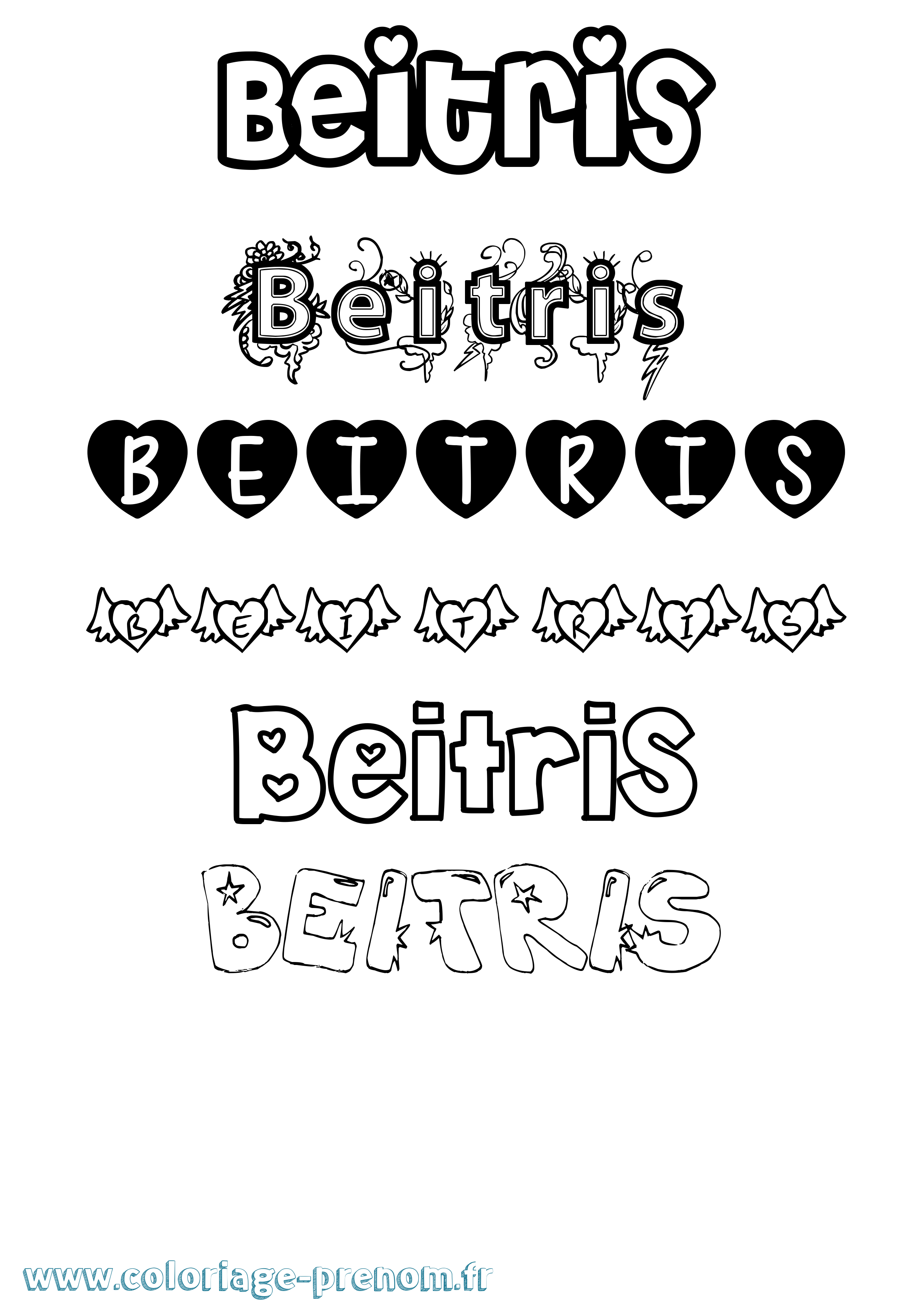 Coloriage Beitris Girly Coloriage prénom Beitris Girly