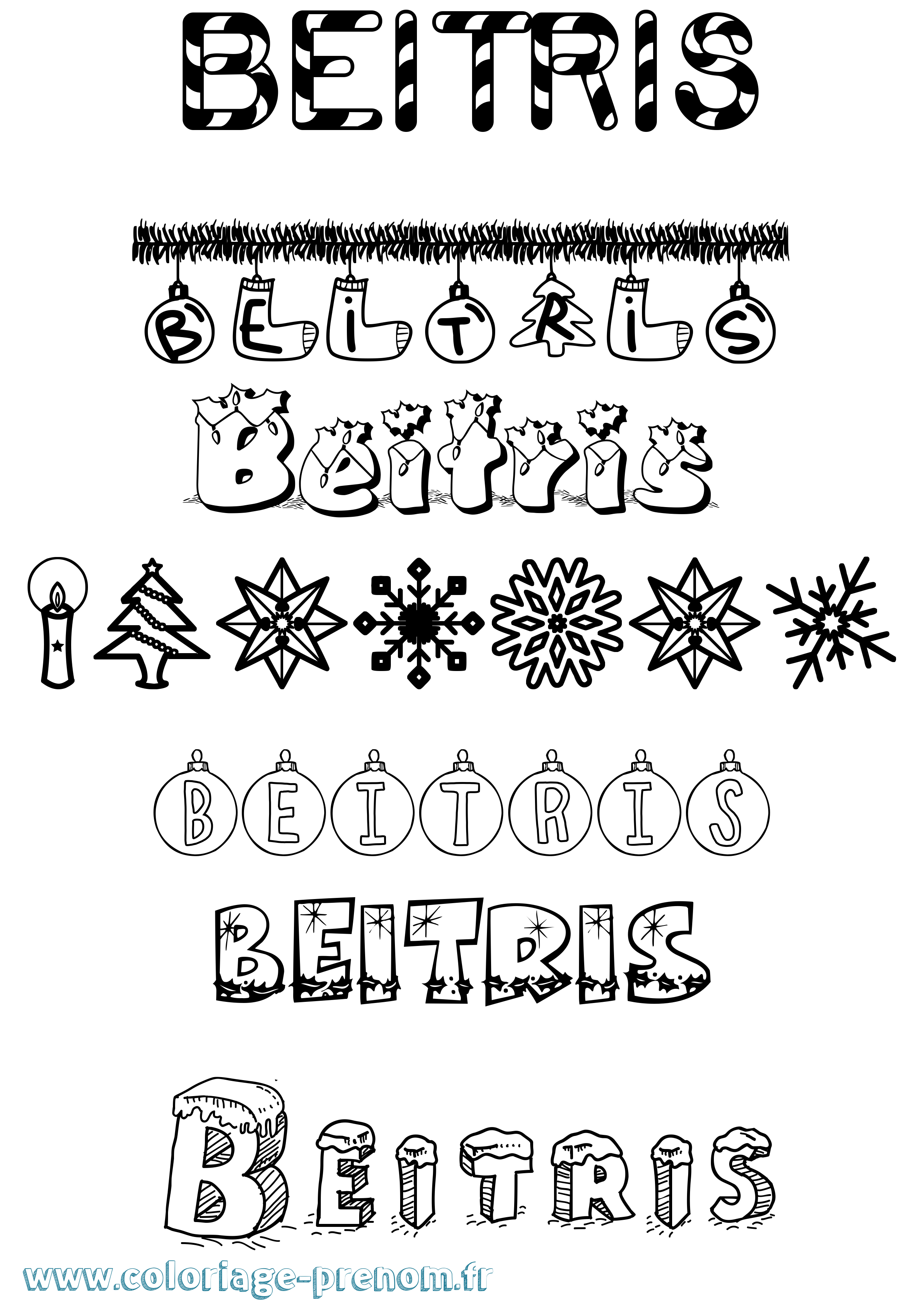 Coloriage Beitris Noël Coloriage prénom Beitris Noël