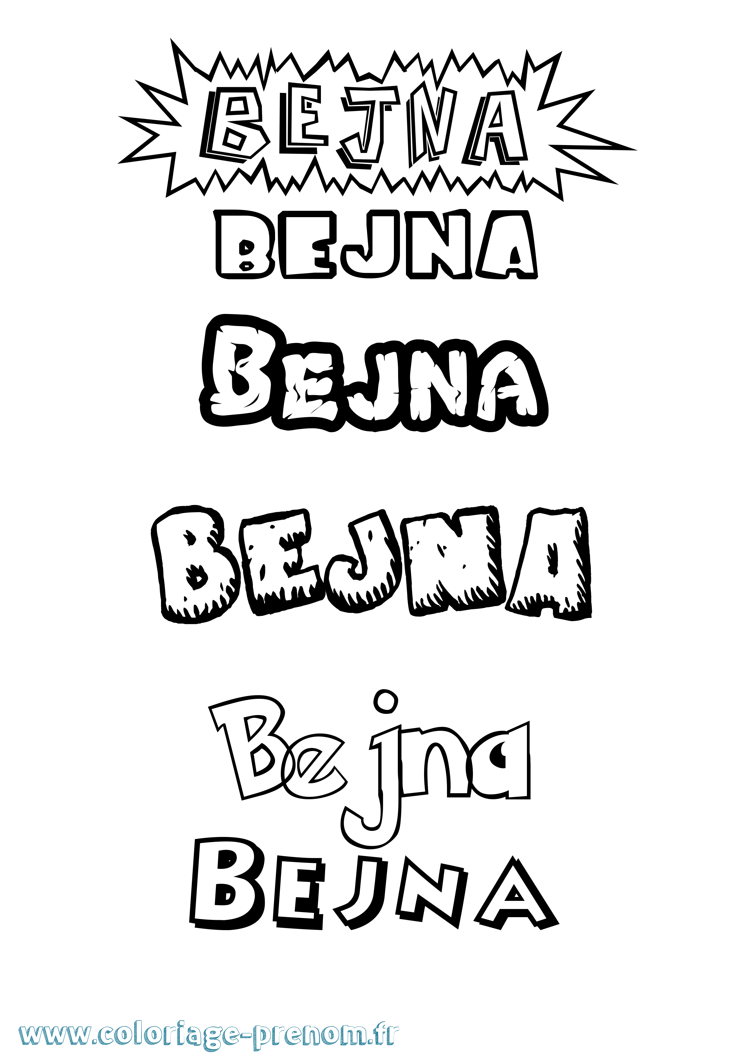Coloriage Bejna Dessin Animé Coloriage prénom Bejna Dessin Animé