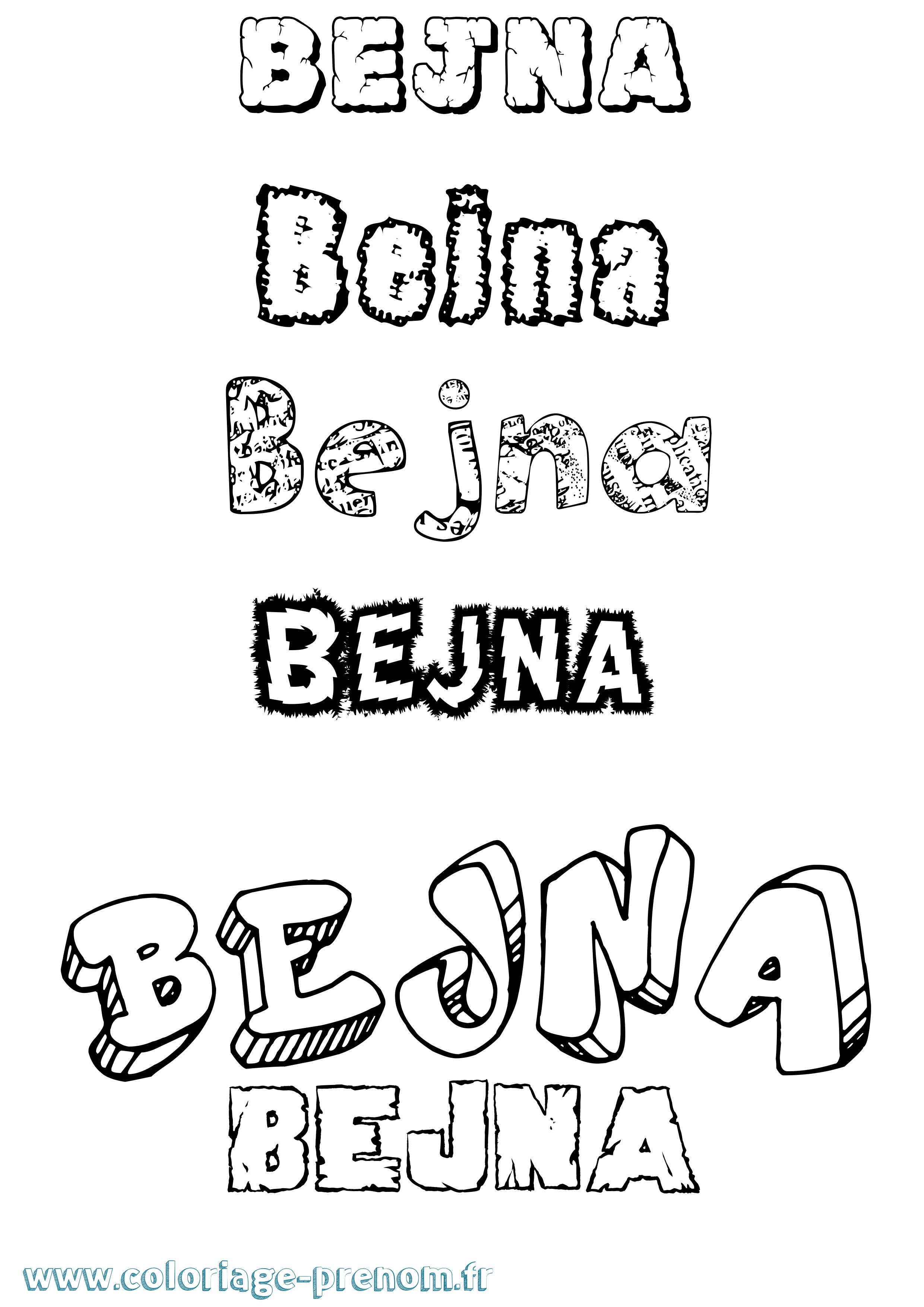 Coloriage Bejna Destructuré Coloriage prénom Bejna Destructuré