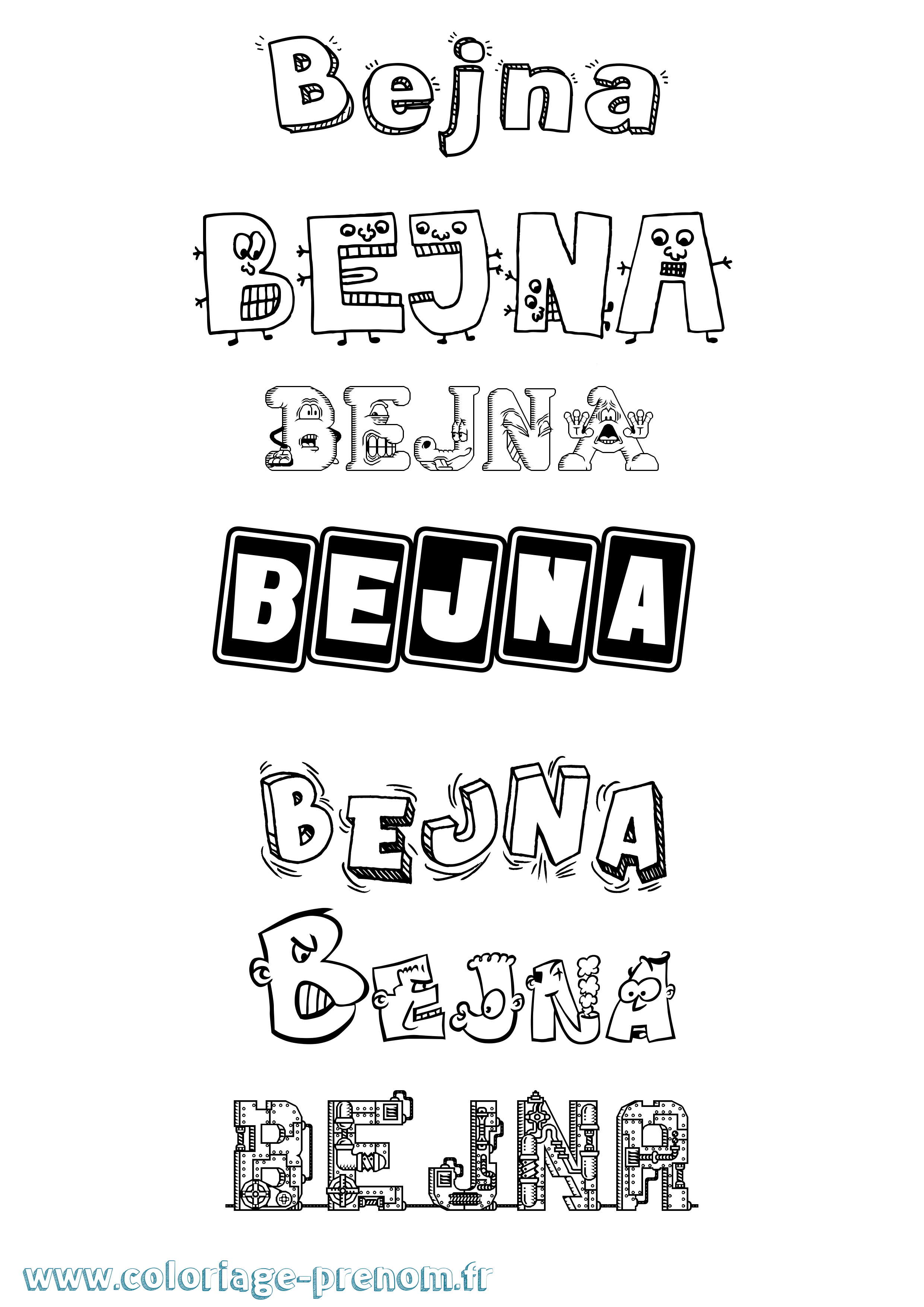 Coloriage Bejna Fun Coloriage prénom Bejna Fun