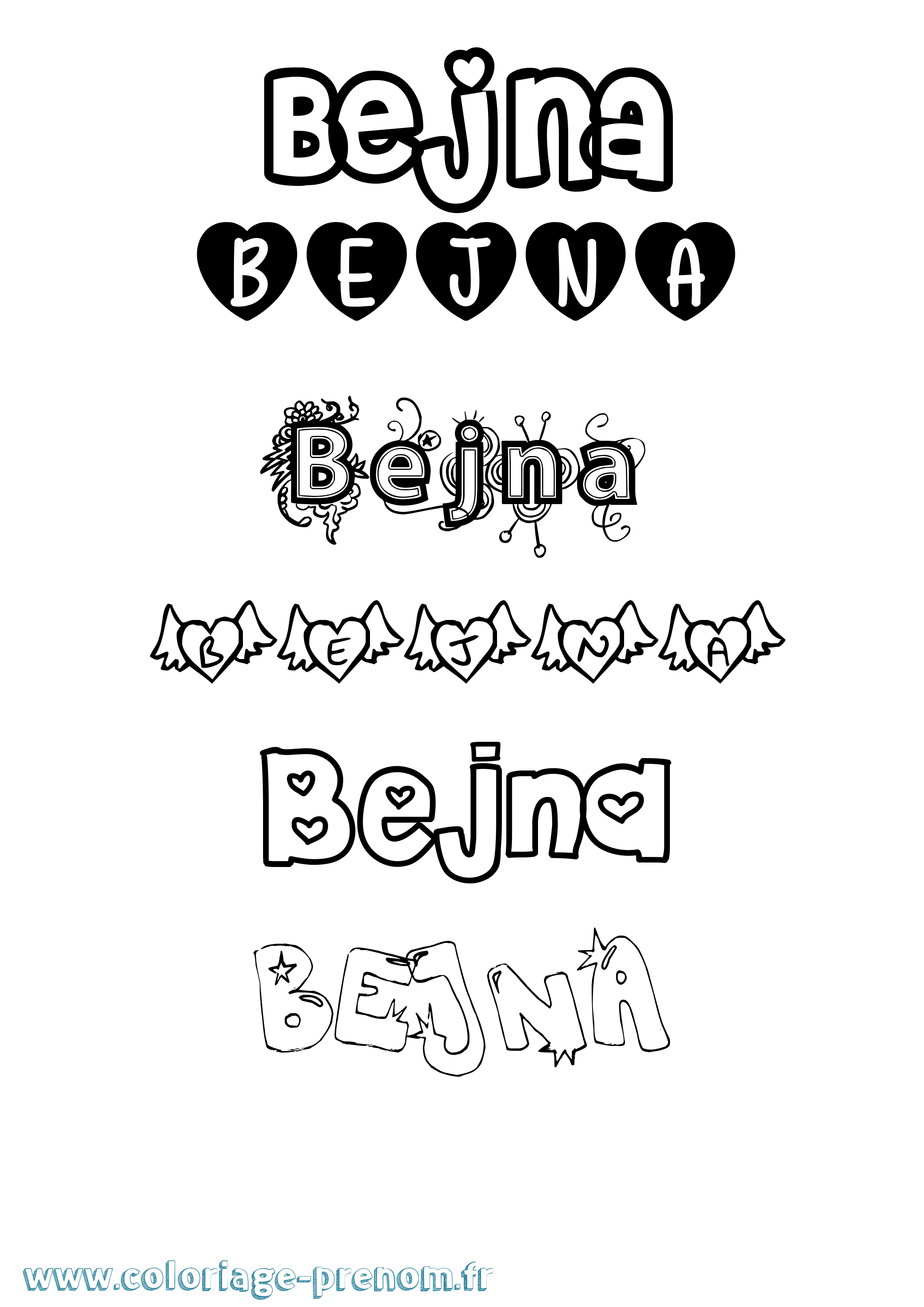Coloriage Bejna Girly Coloriage prénom Bejna Girly