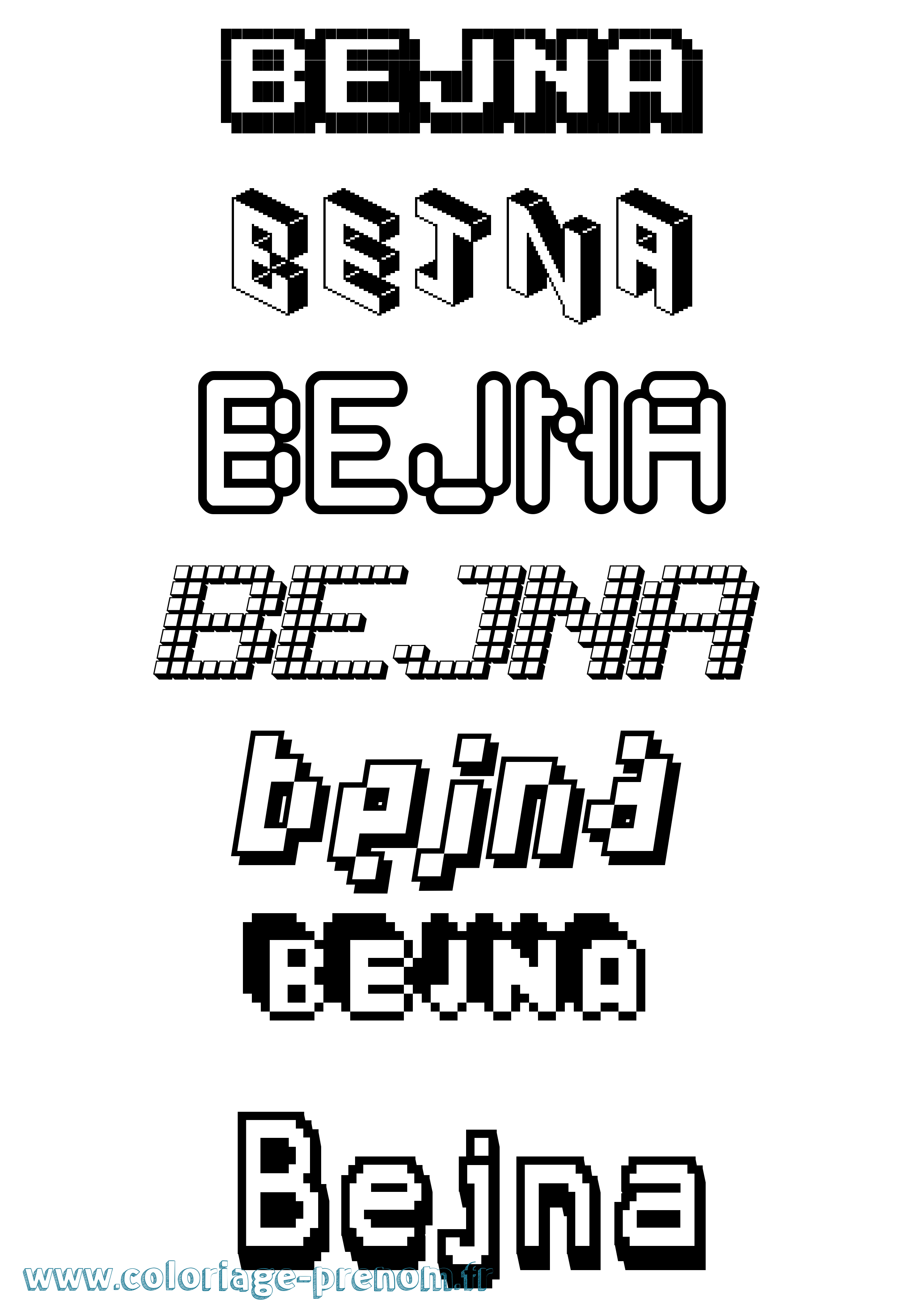 Coloriage Bejna Pixel Coloriage prénom Bejna Pixel