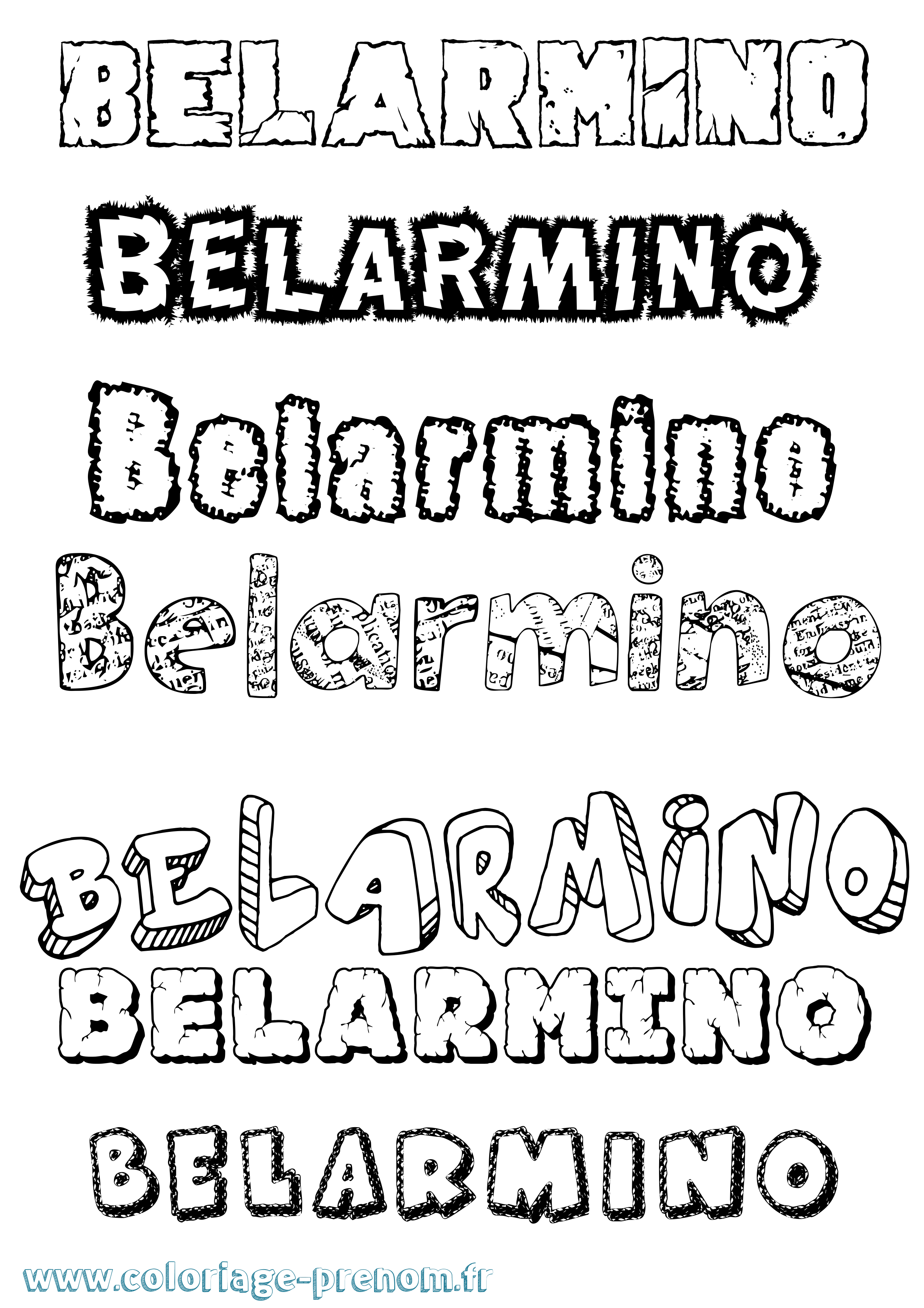 Coloriage Belarmino Destructuré Coloriage prénom Belarmino Destructuré