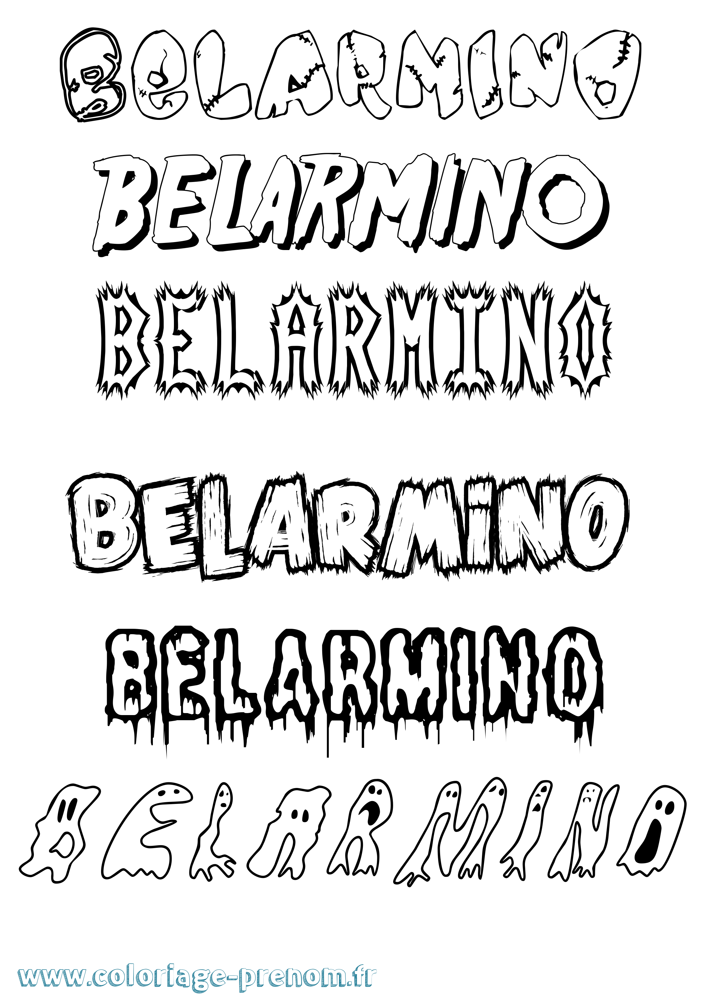Coloriage Belarmino Frisson Coloriage prénom Belarmino Frisson