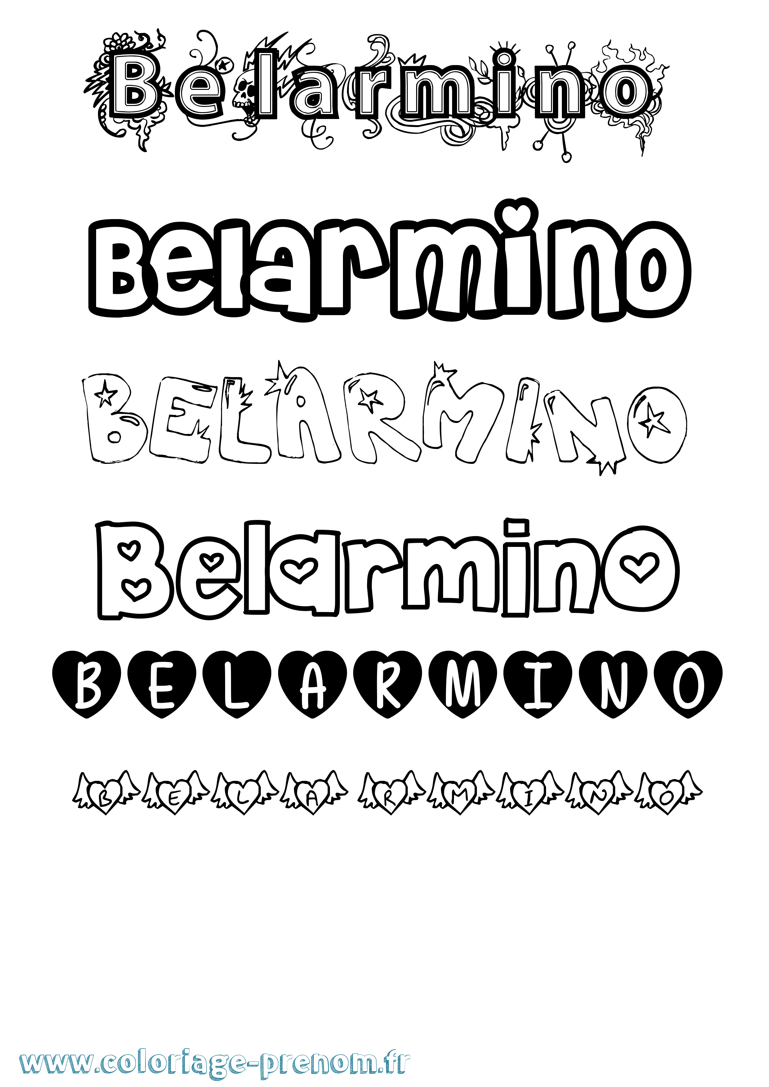 Coloriage Belarmino Girly Coloriage prénom Belarmino Girly