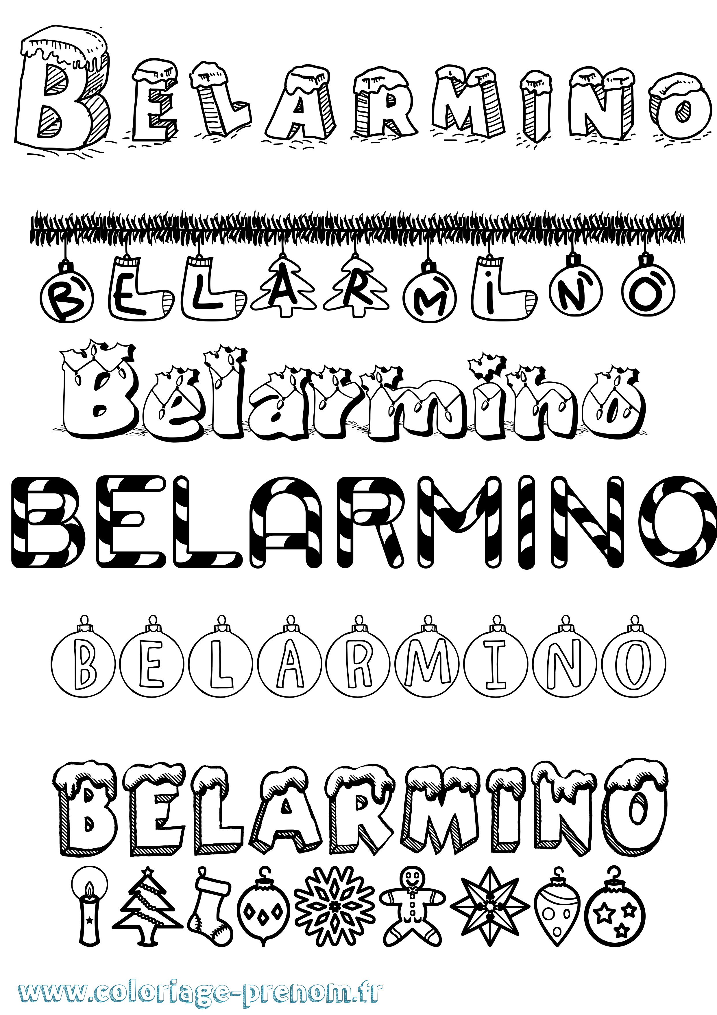 Coloriage Belarmino Noël Coloriage prénom Belarmino Noël