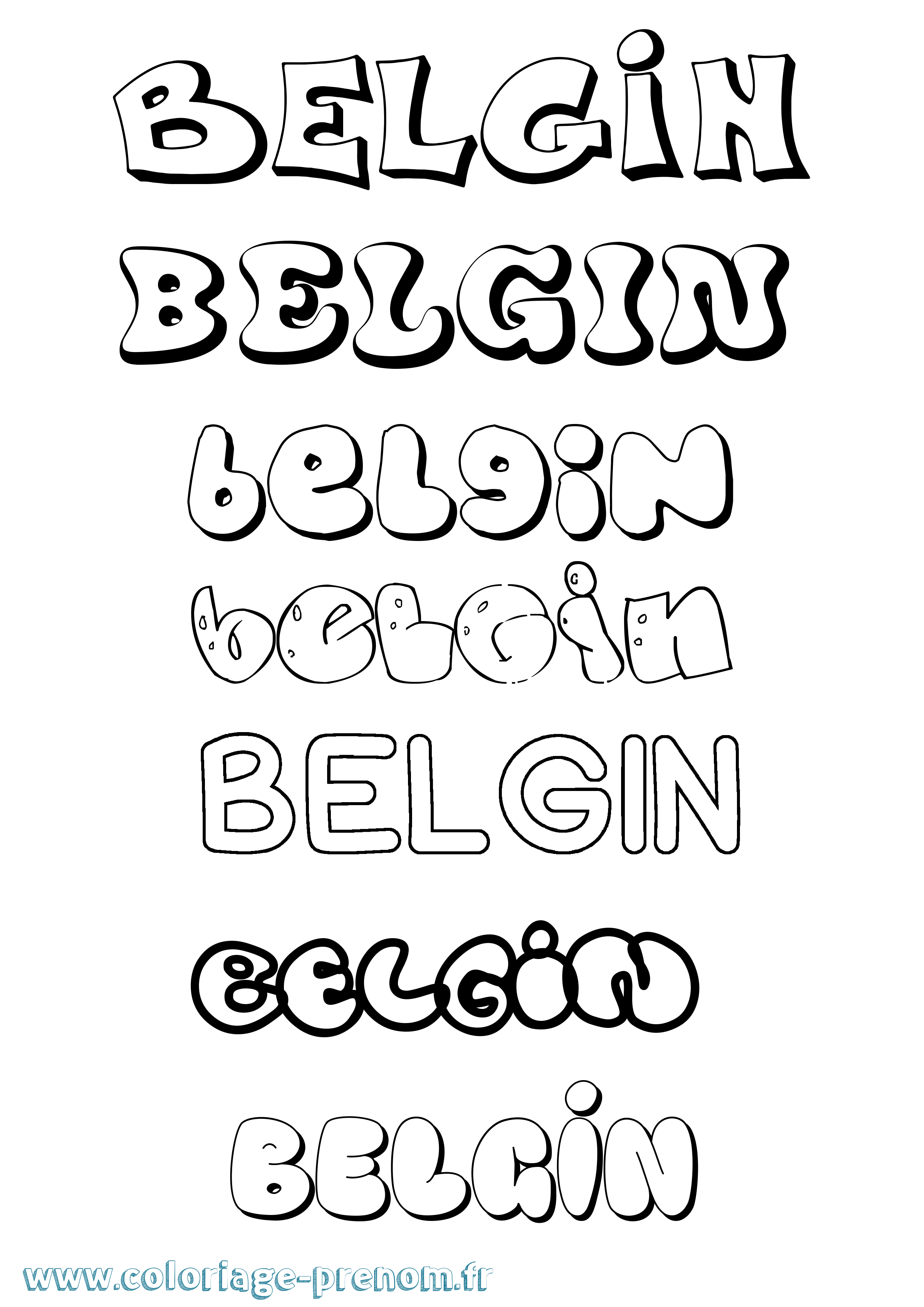 Coloriage Belgin Bubble Coloriage prénom Belgin Bubble