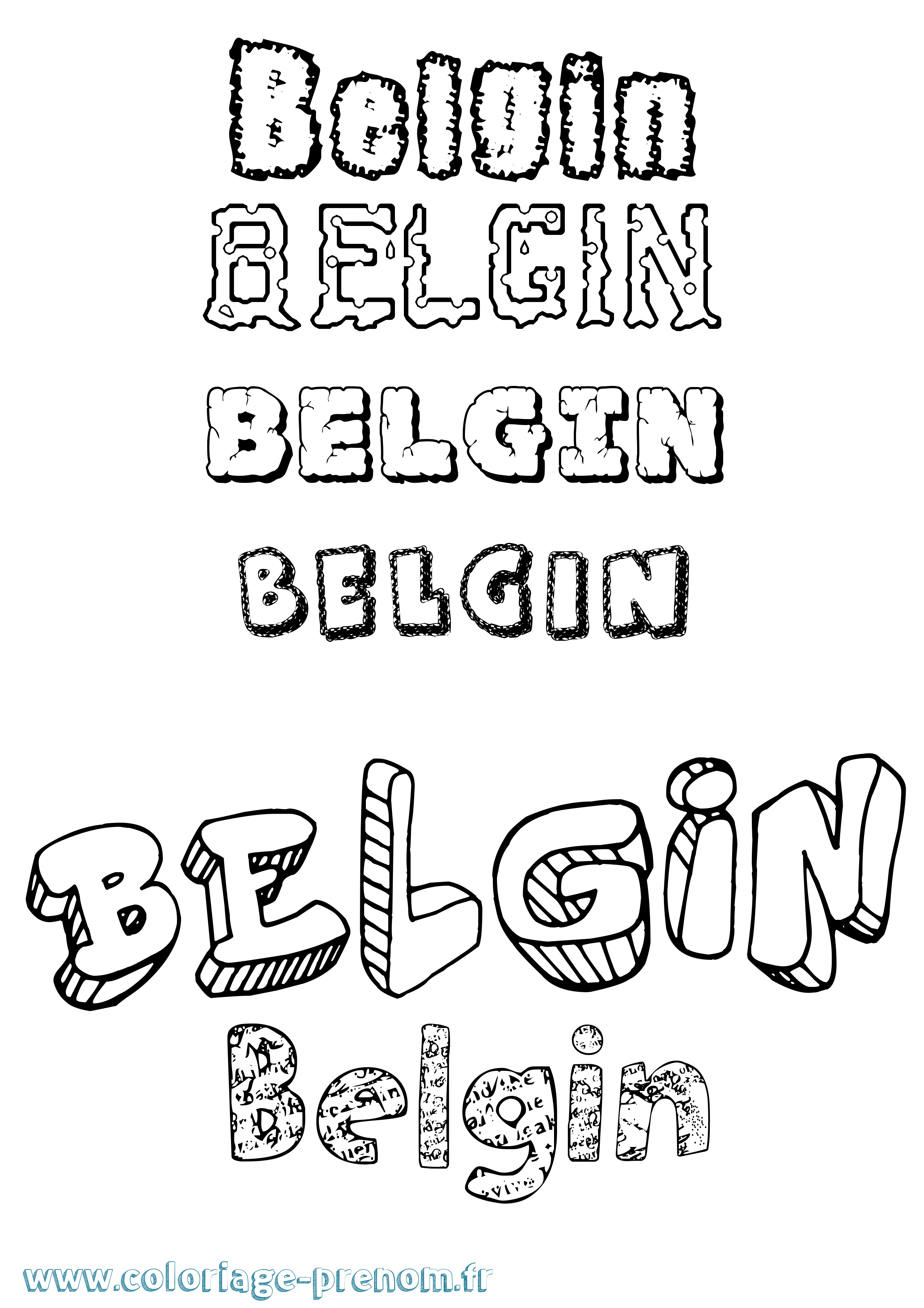 Coloriage Belgin Destructuré Coloriage prénom Belgin Destructuré