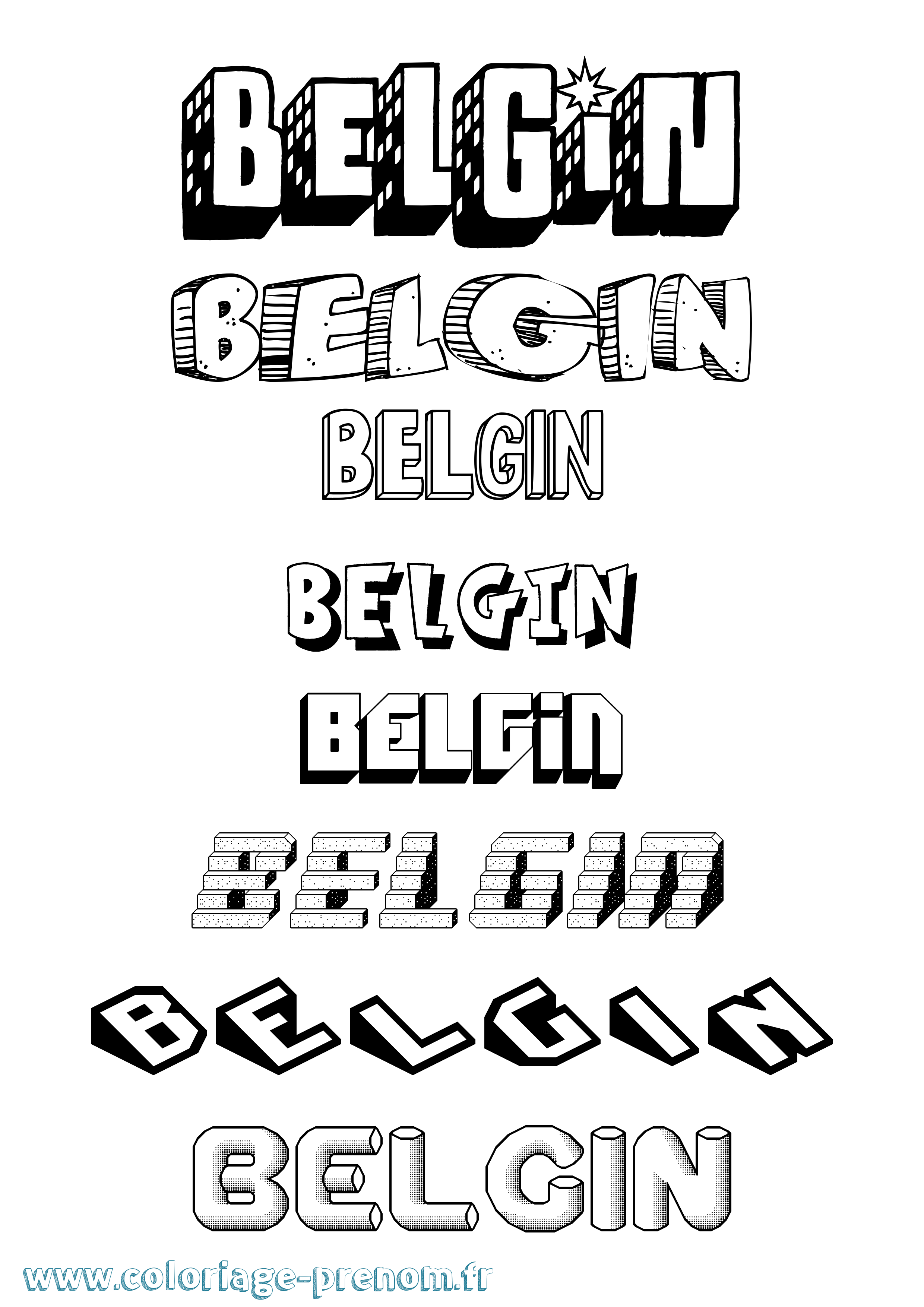 Coloriage Belgin Effet 3D Coloriage prénom Belgin Effet 3D
