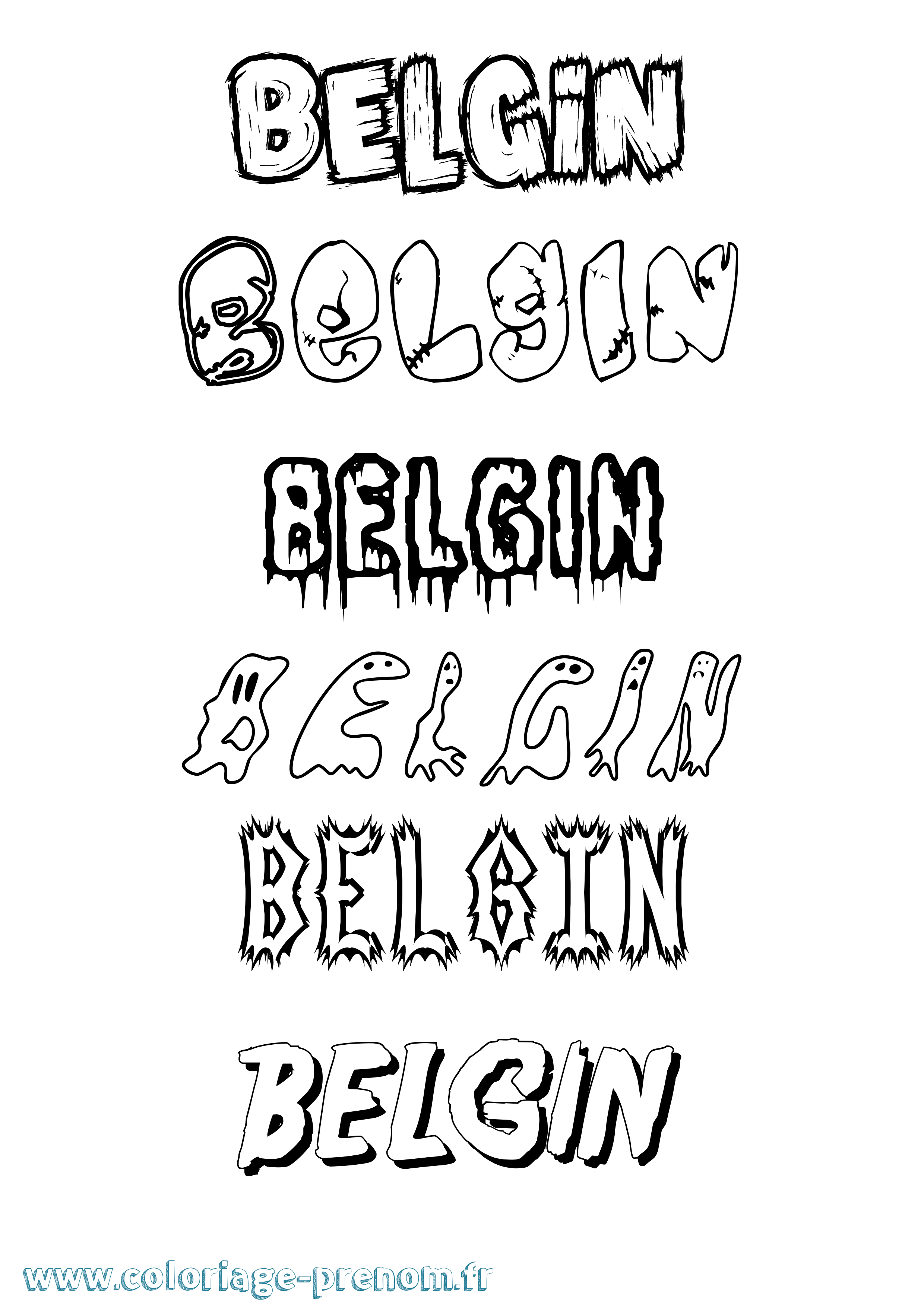 Coloriage Belgin Frisson Coloriage prénom Belgin Frisson