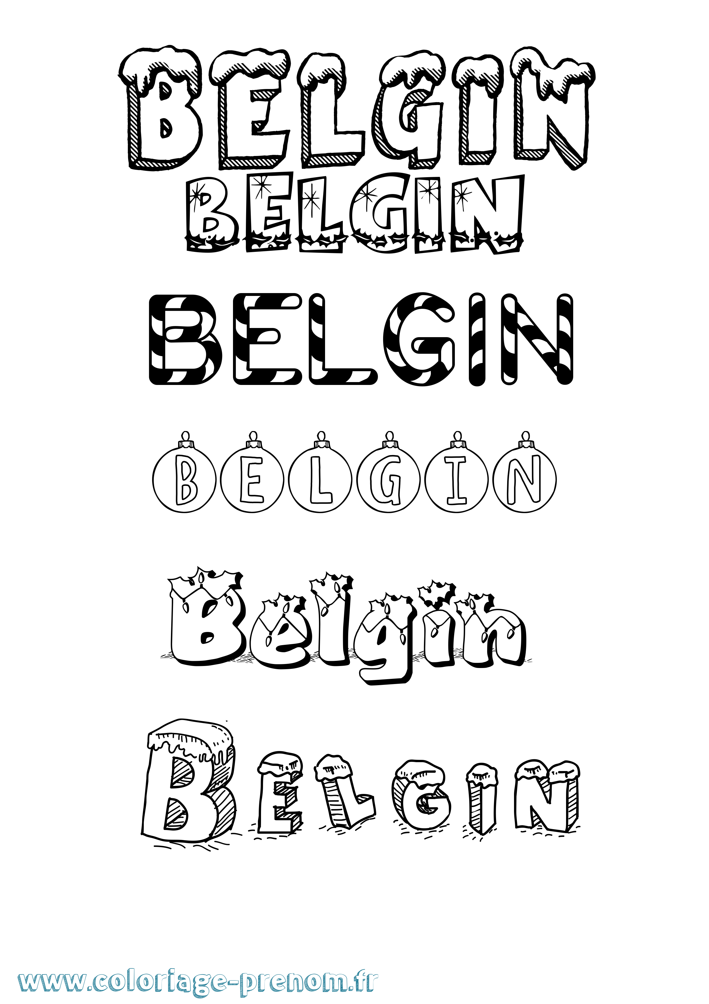 Coloriage Belgin Noël Coloriage prénom Belgin Noël