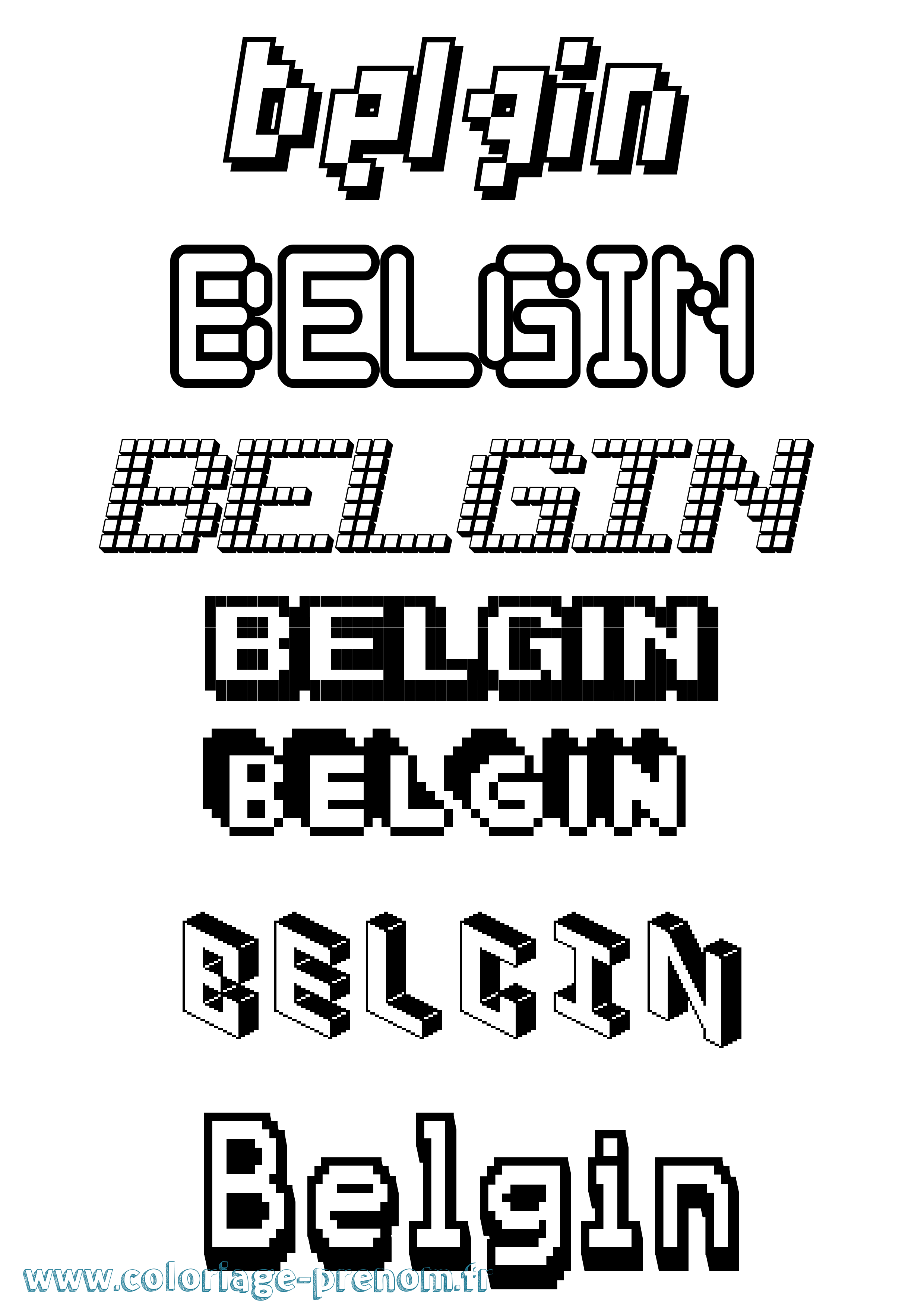 Coloriage Belgin Pixel Coloriage prénom Belgin Pixel