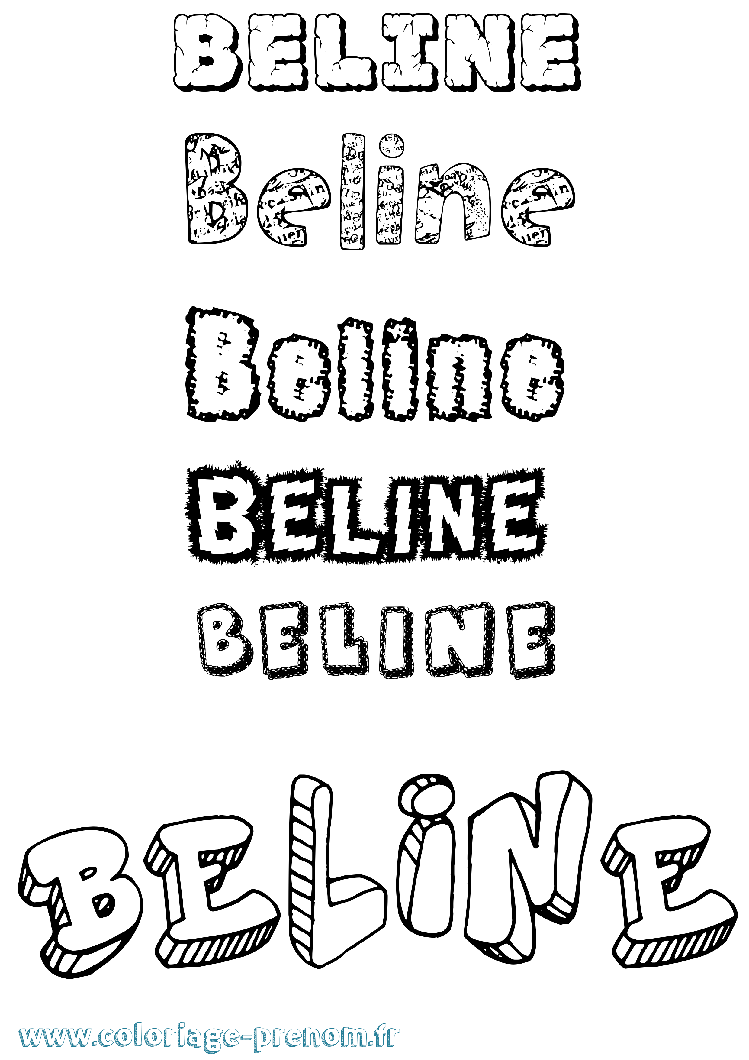 Coloriage Beline Destructuré Coloriage prénom Beline Destructuré
