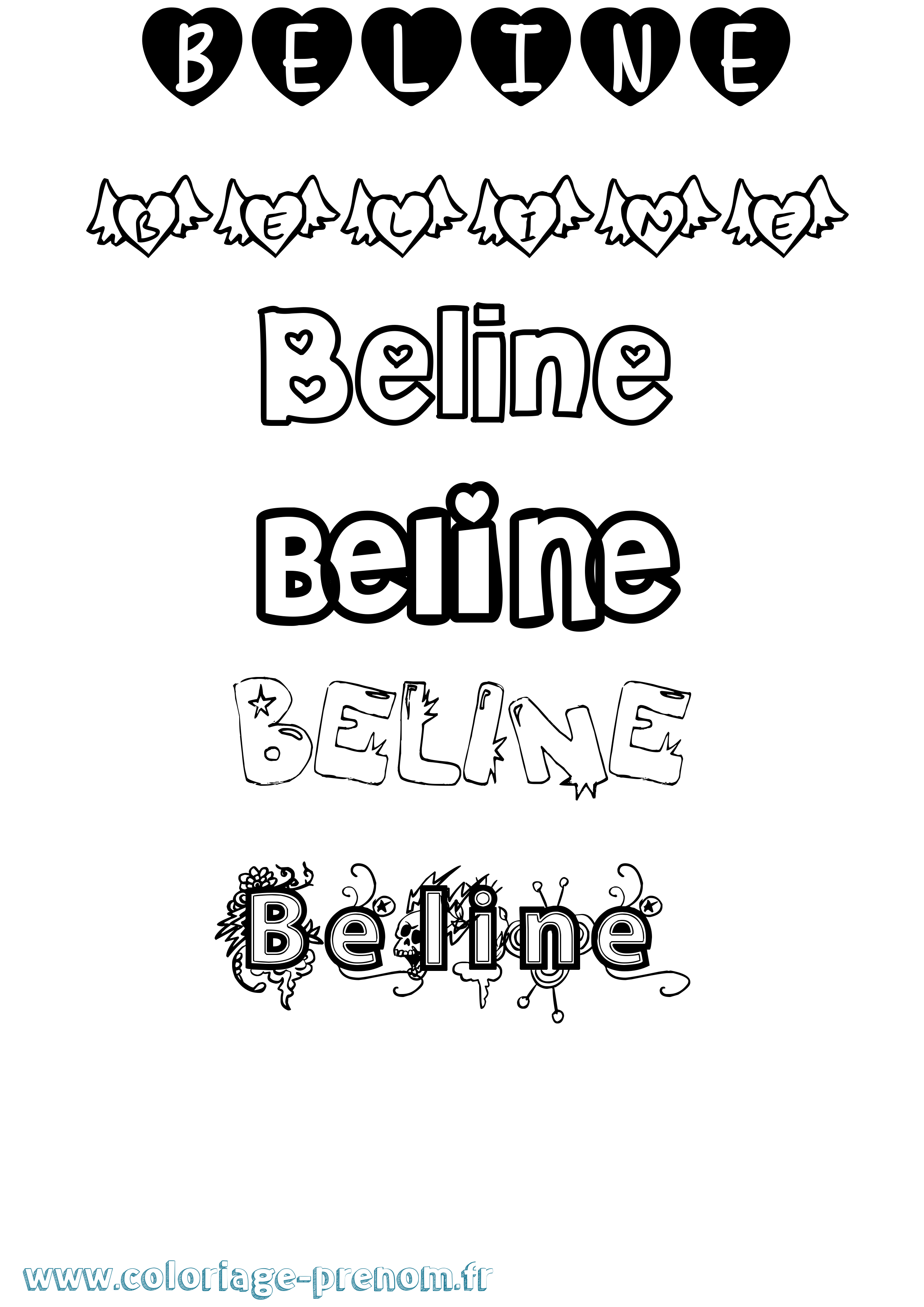 Coloriage Beline Girly Coloriage prénom Beline Girly