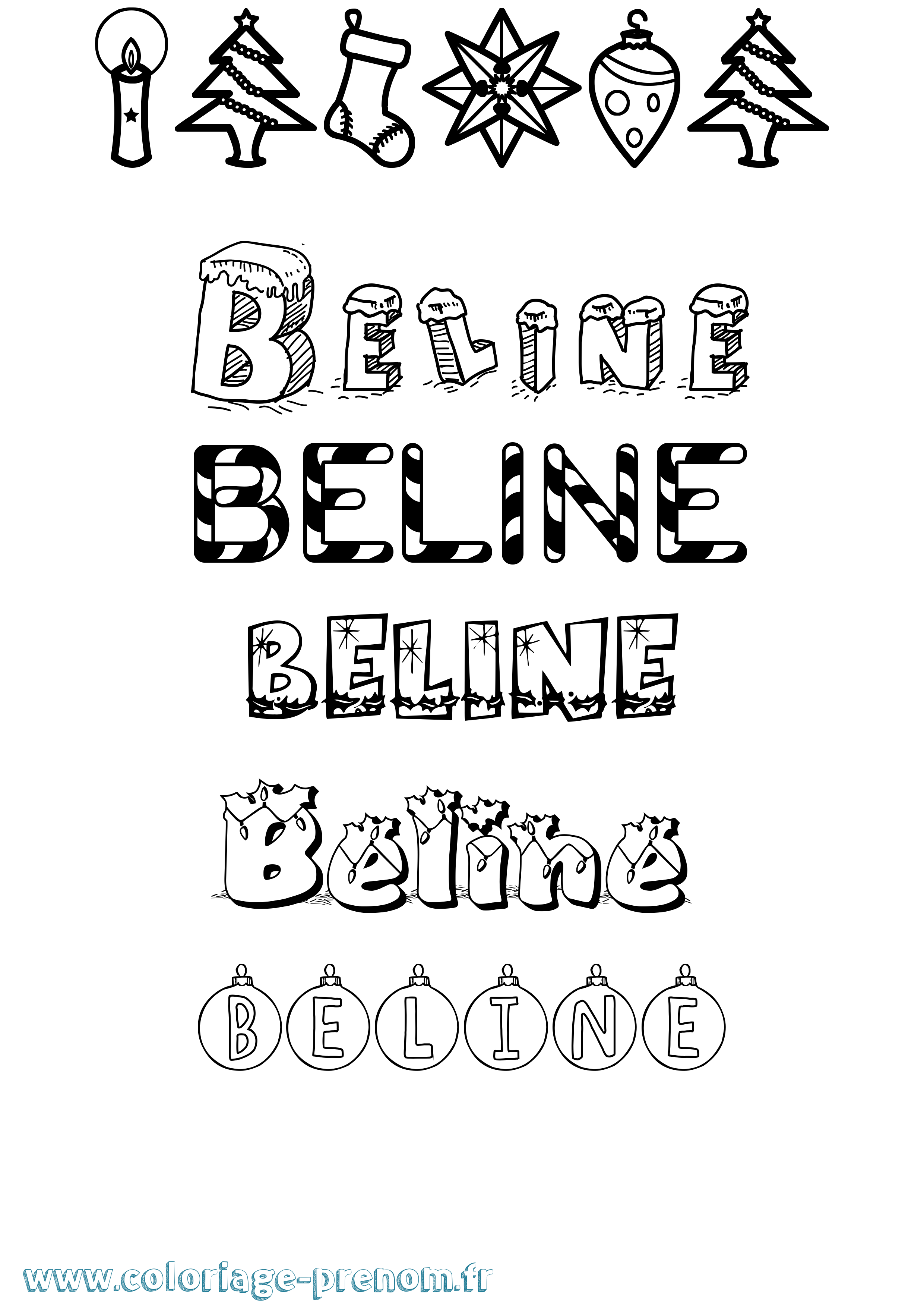 Coloriage Beline Noël Coloriage prénom Beline Noël