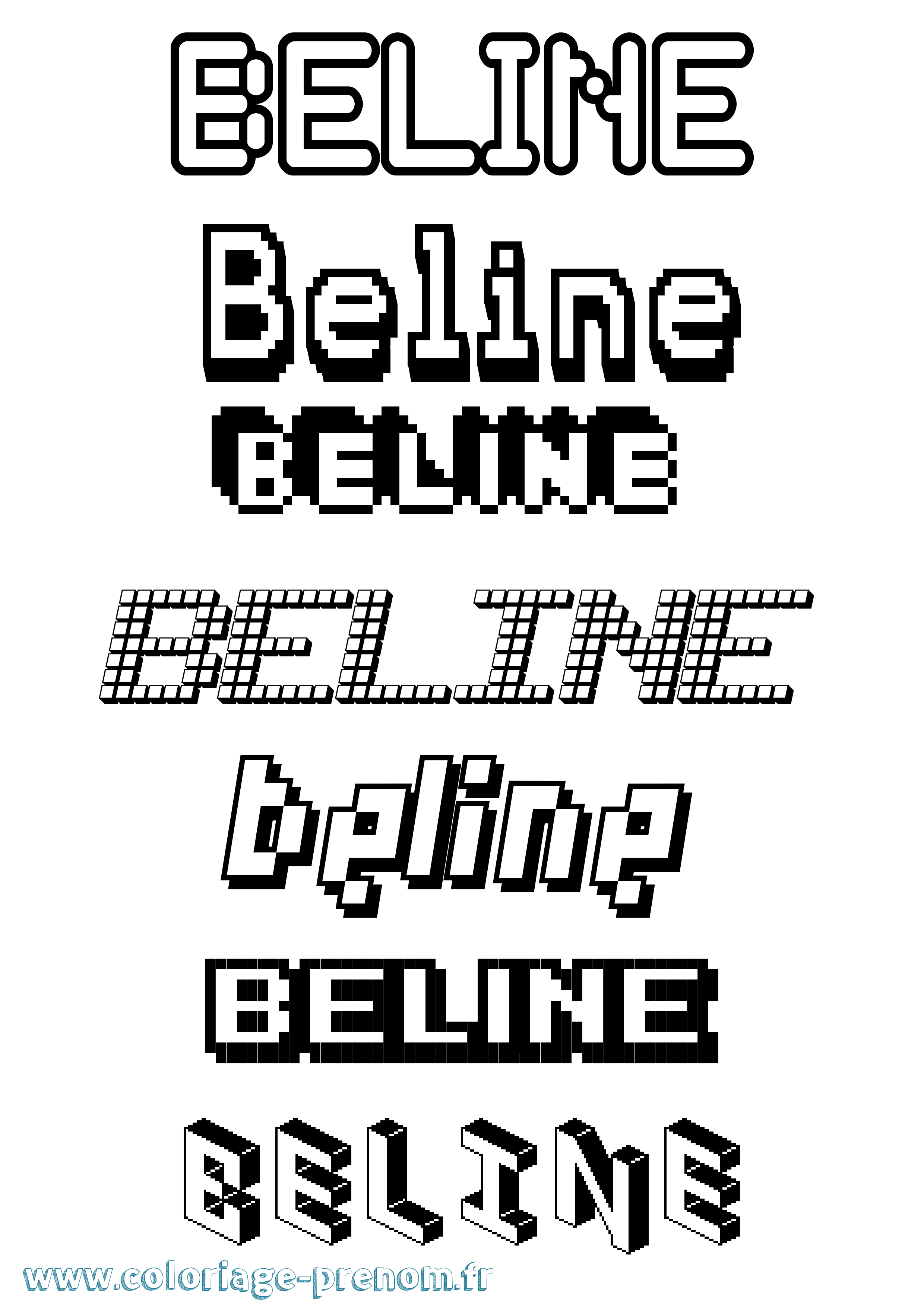 Coloriage Beline Pixel Coloriage prénom Beline Pixel