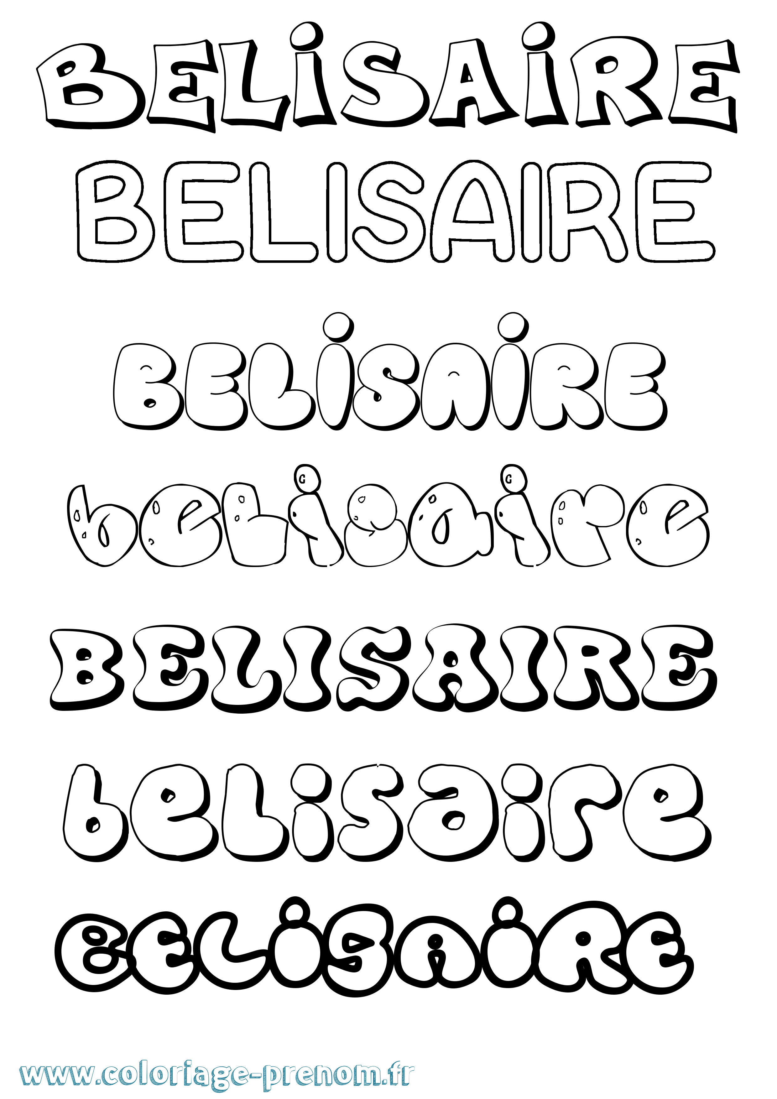 Coloriage Belisaire Bubble Coloriage prénom Belisaire Bubble