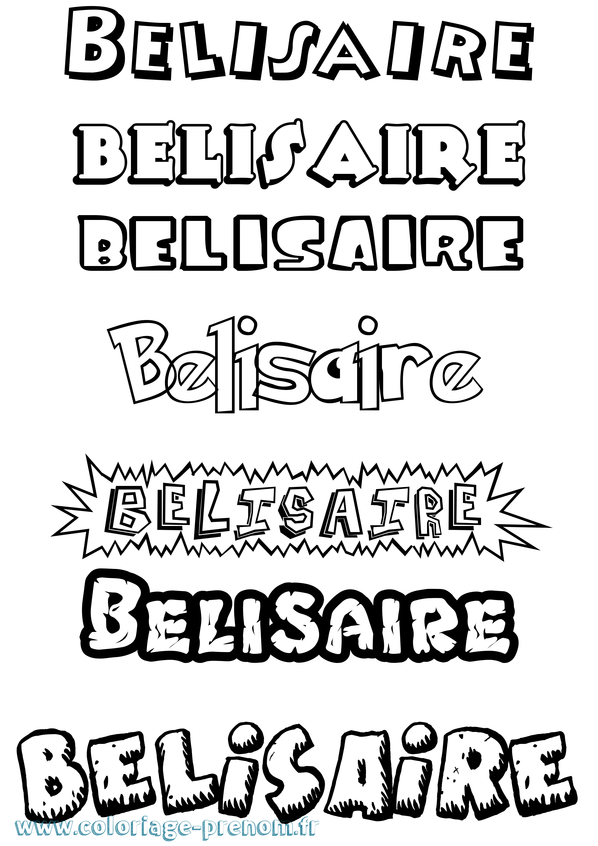 Coloriage Belisaire Dessin Animé Coloriage prénom Belisaire Dessin Animé
