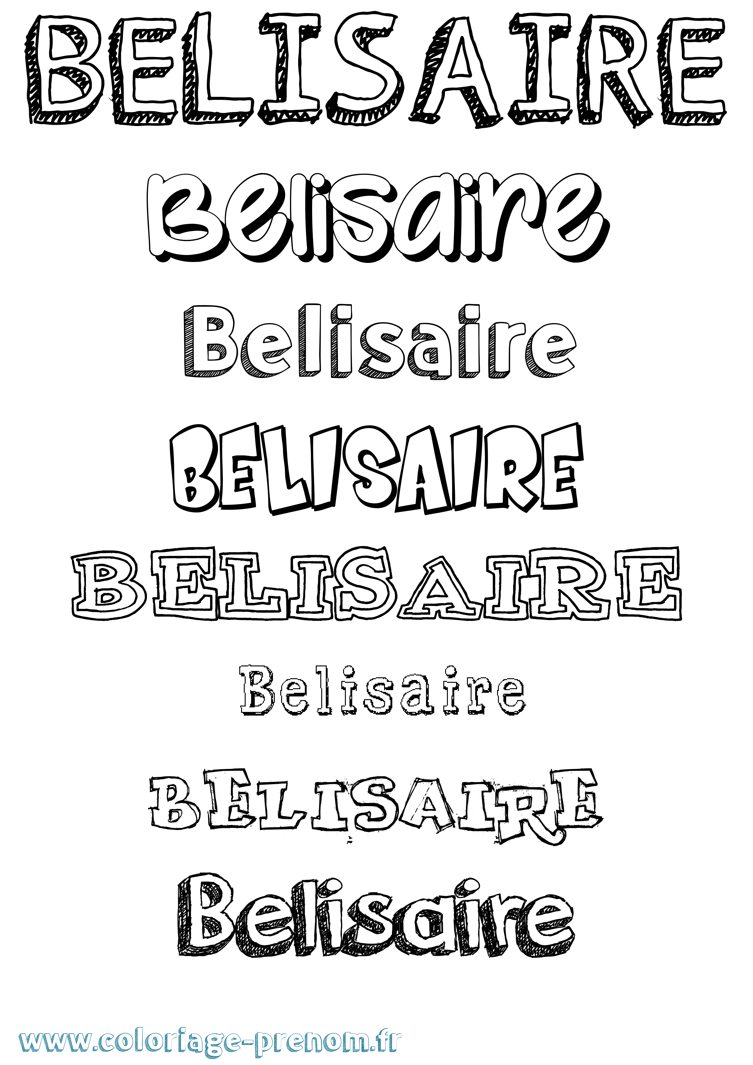 Coloriage Belisaire Dessiné Coloriage prénom Belisaire Dessiné