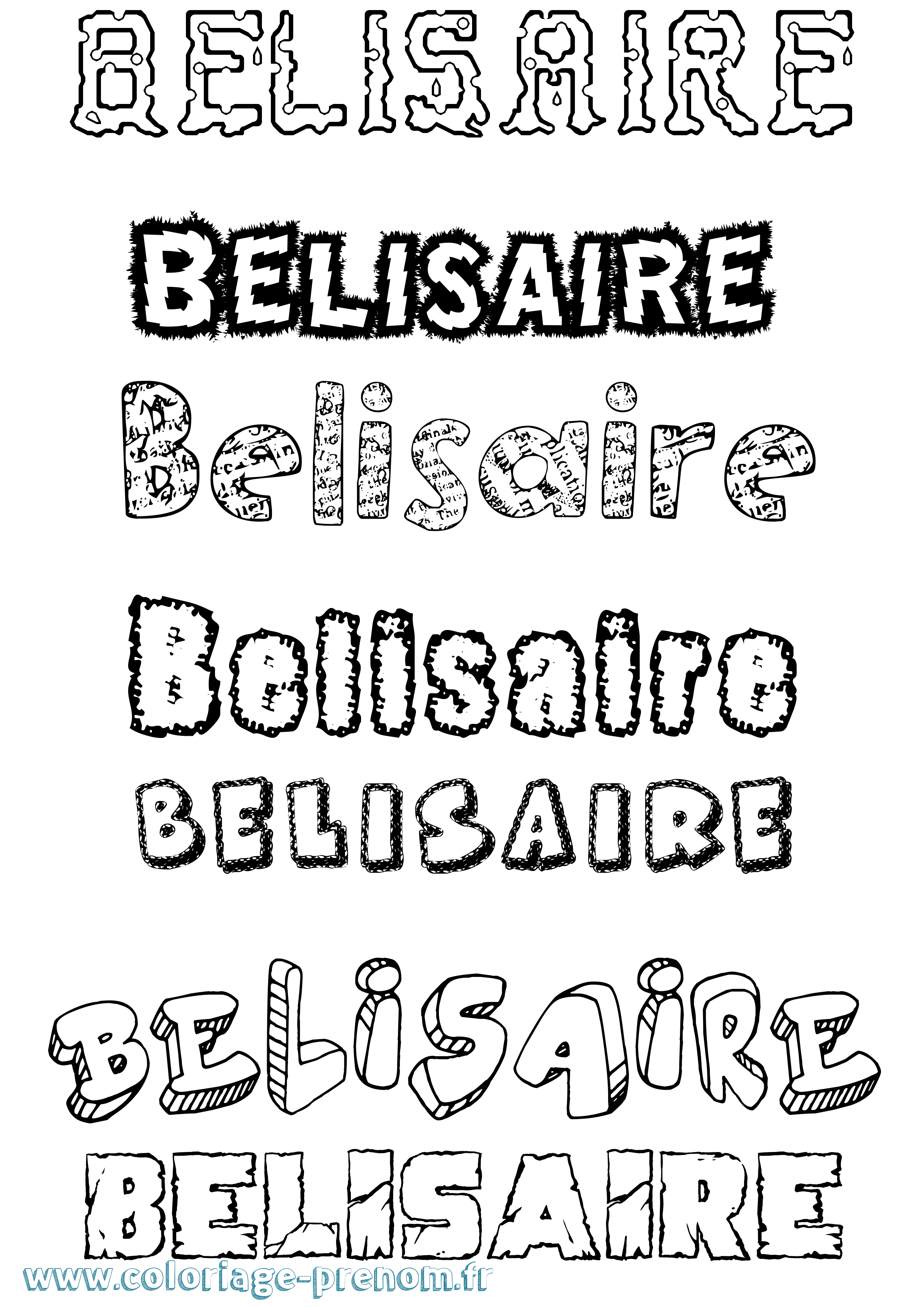 Coloriage Belisaire Destructuré Coloriage prénom Belisaire Destructuré