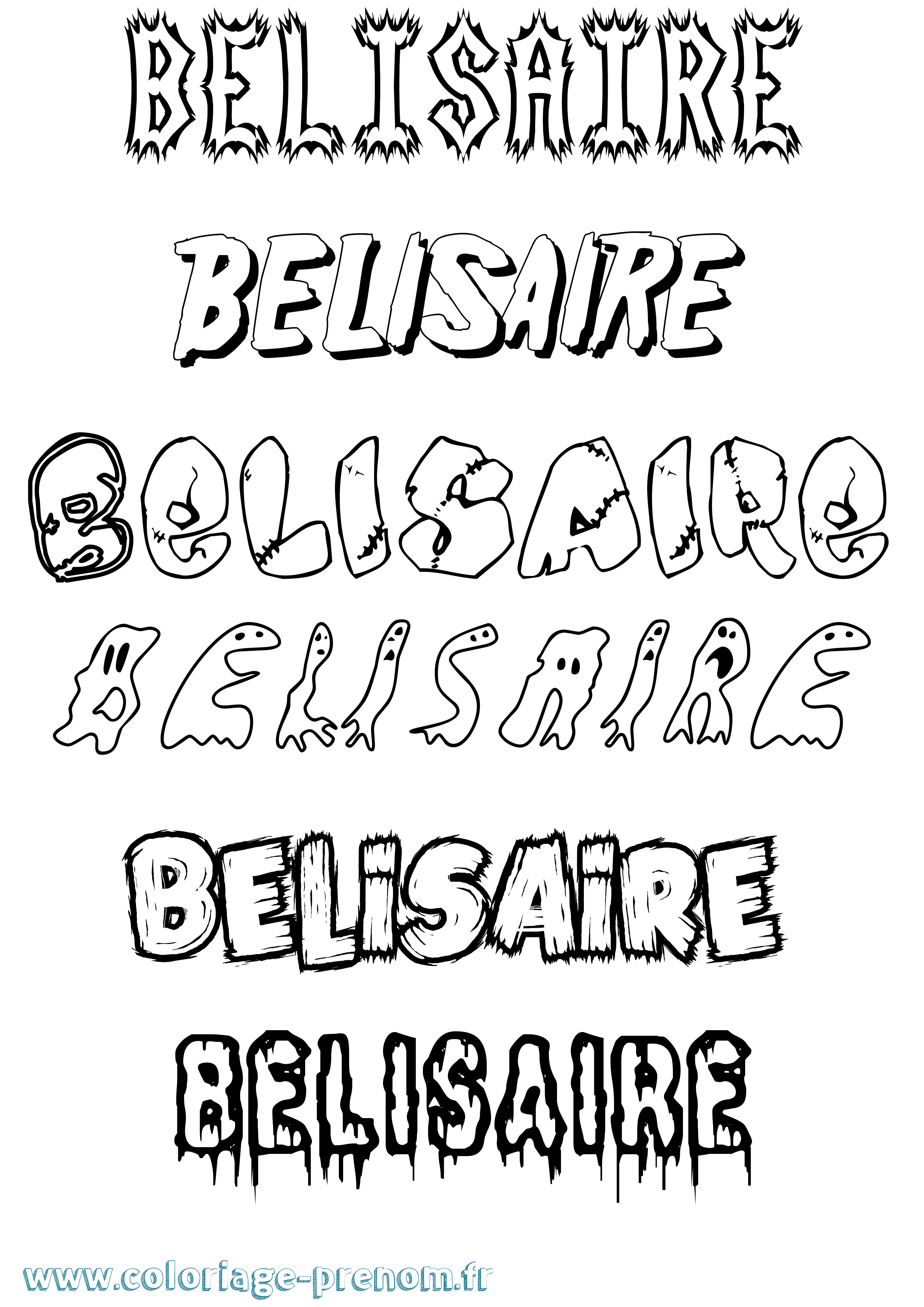 Coloriage Belisaire Frisson Coloriage prénom Belisaire Frisson