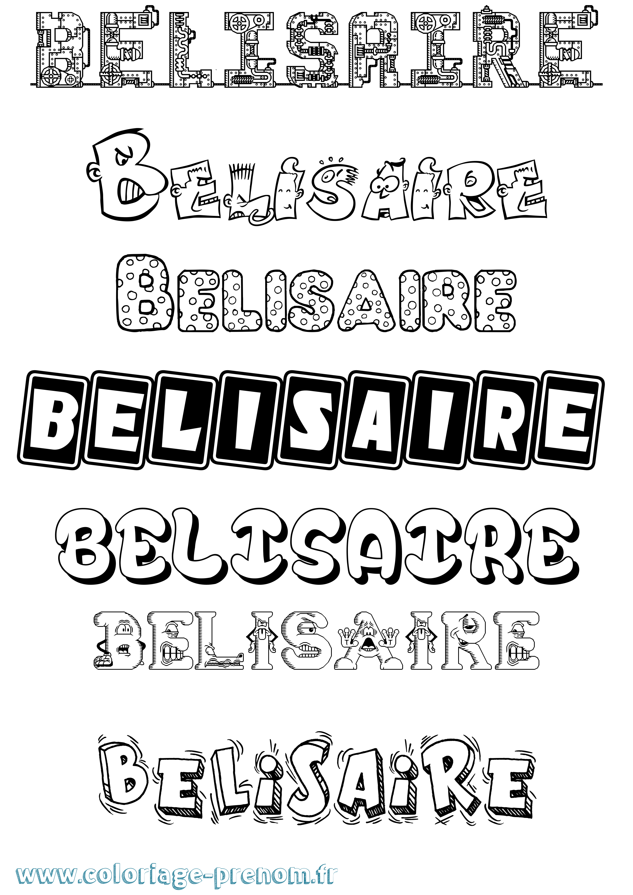 Coloriage Belisaire Fun Coloriage prénom Belisaire Fun
