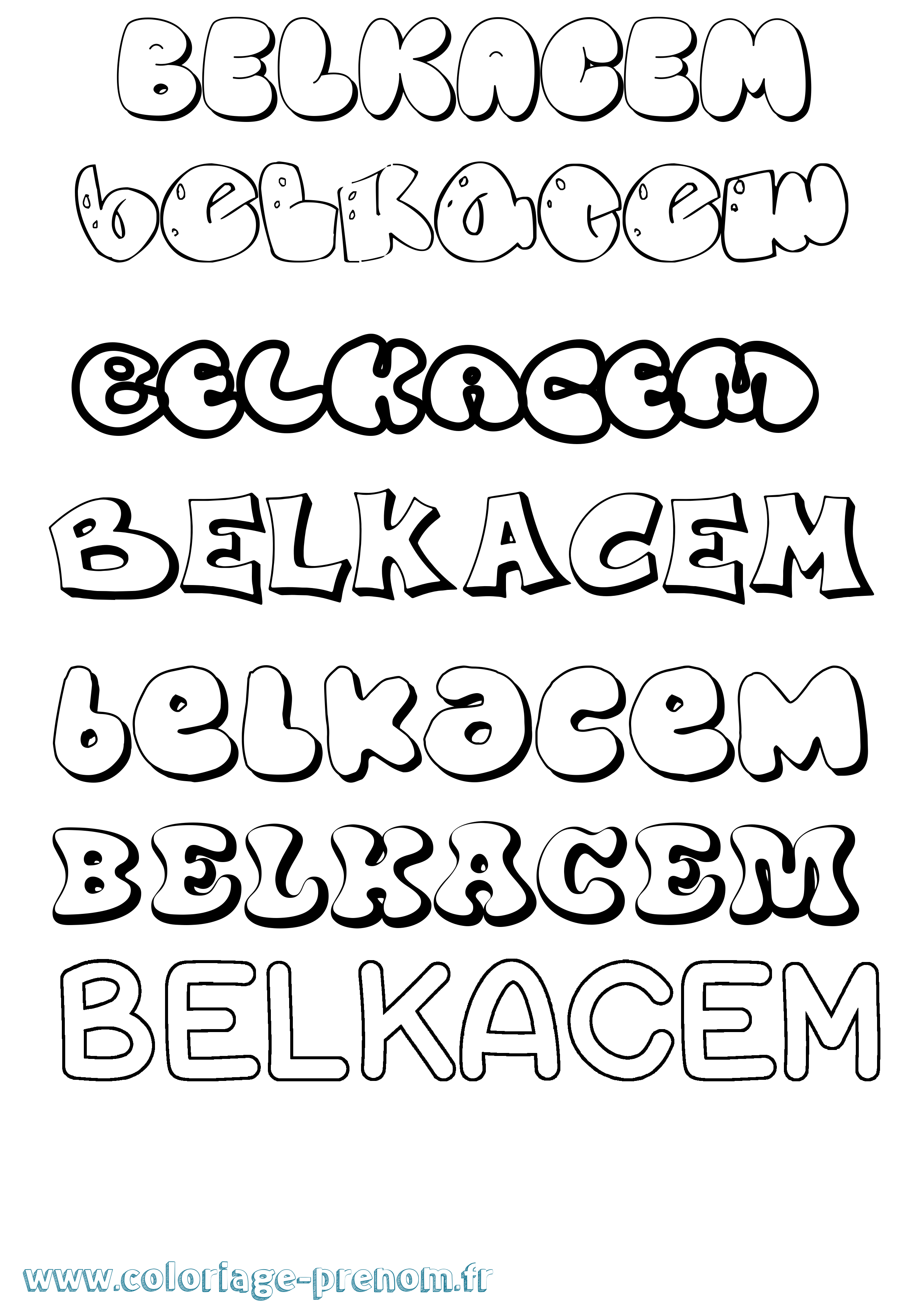 Coloriage Belkacem Bubble Coloriage prénom Belkacem Bubble