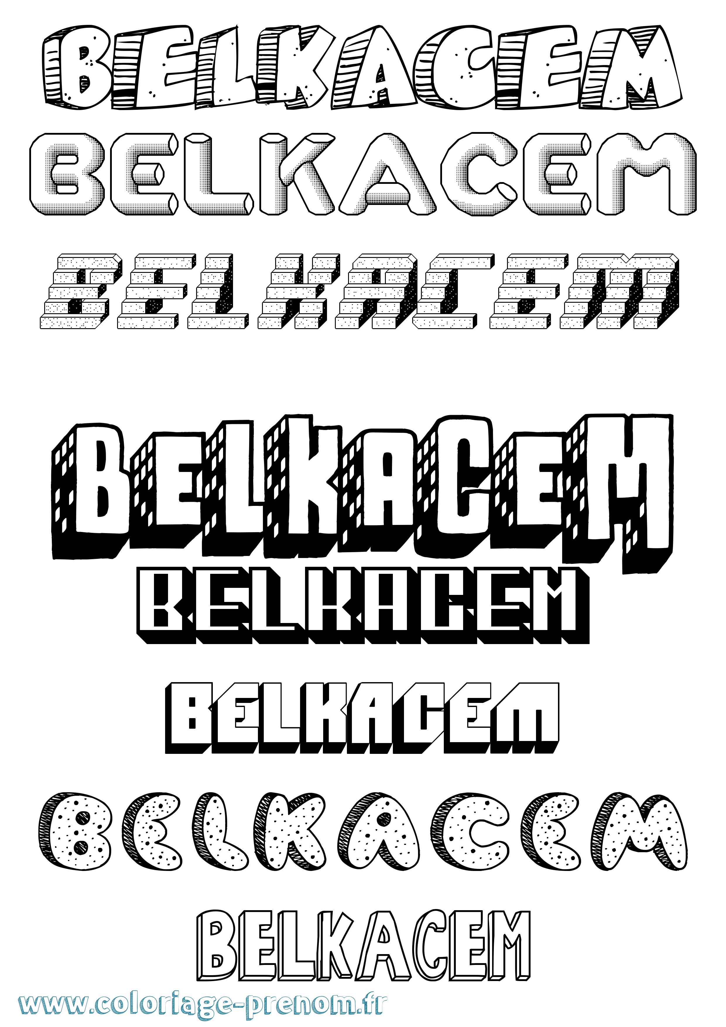 Coloriage Belkacem Effet 3D Coloriage prénom Belkacem Effet 3D