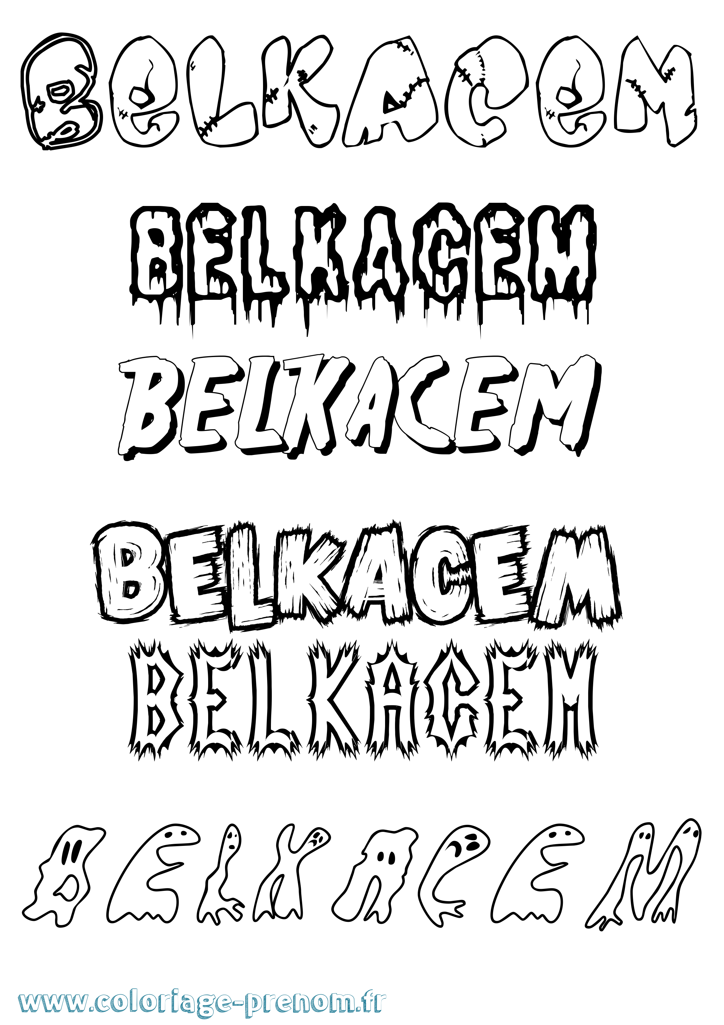 Coloriage Belkacem Frisson Coloriage prénom Belkacem Frisson
