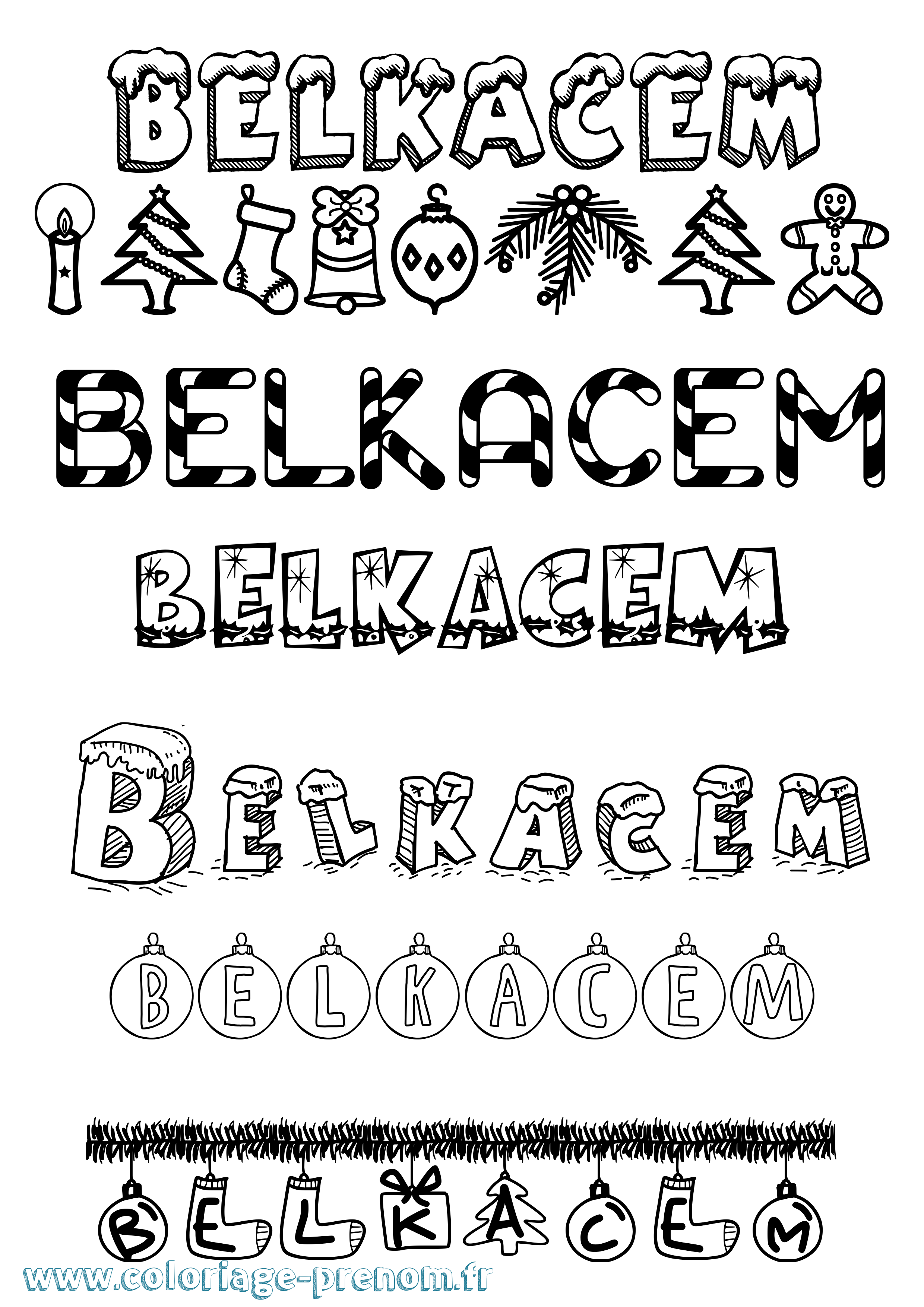 Coloriage Belkacem Noël Coloriage prénom Belkacem Noël