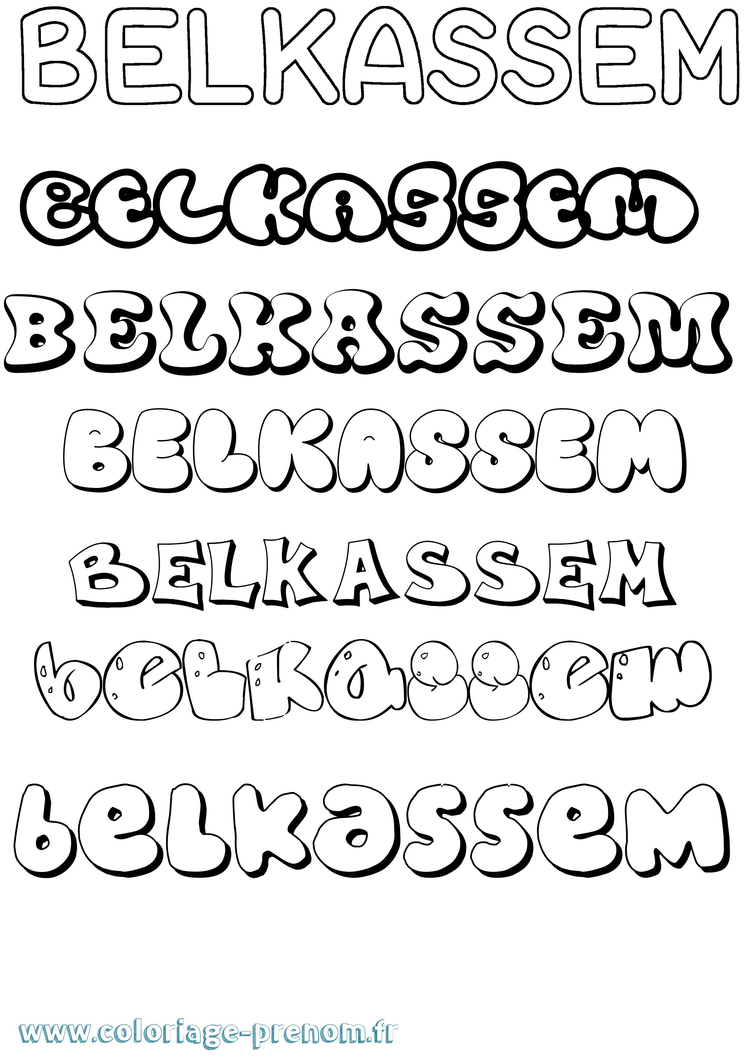 Coloriage Belkassem Bubble Coloriage prénom Belkassem Bubble