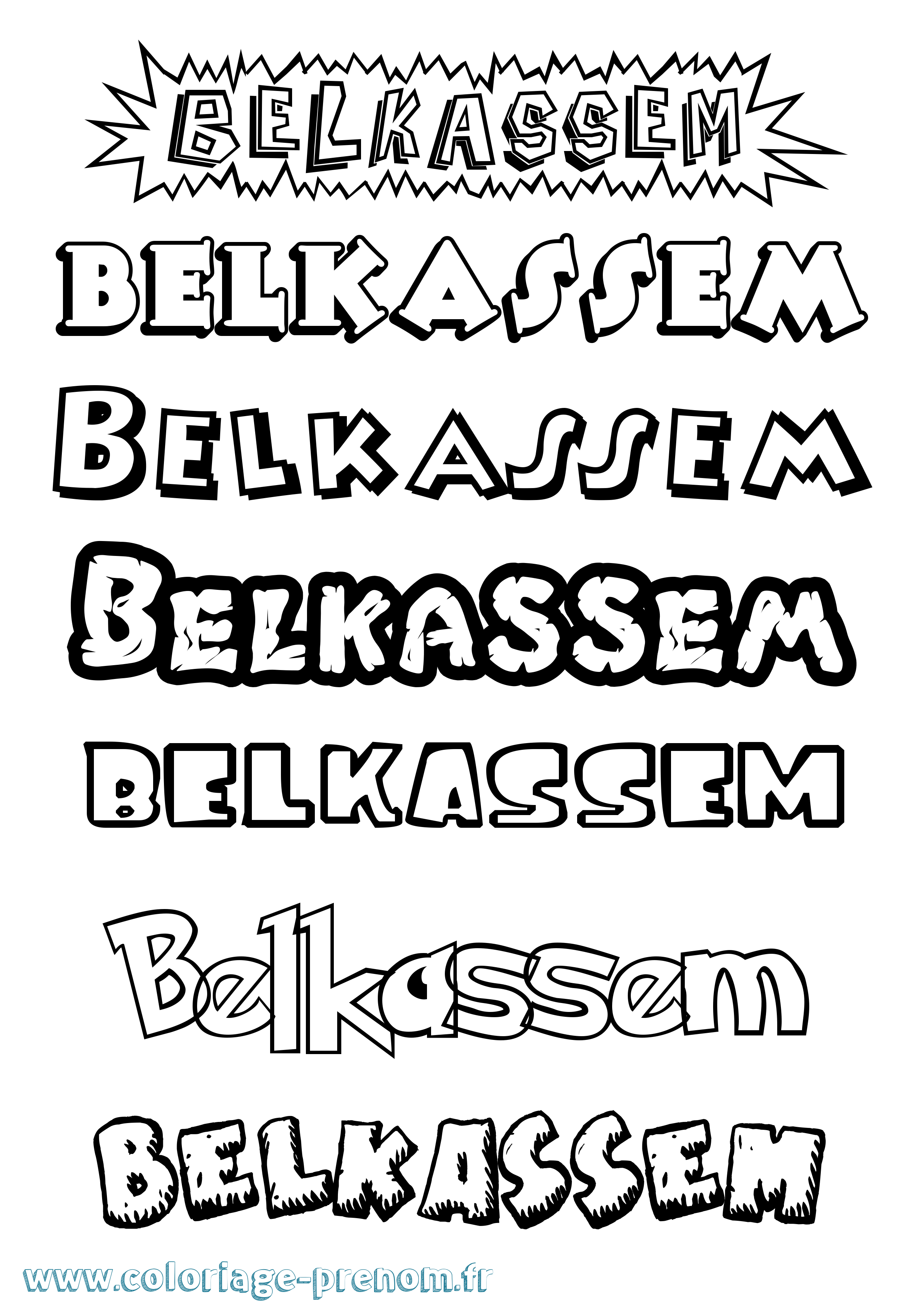 Coloriage Belkassem Dessin Animé Coloriage prénom Belkassem Dessin Animé