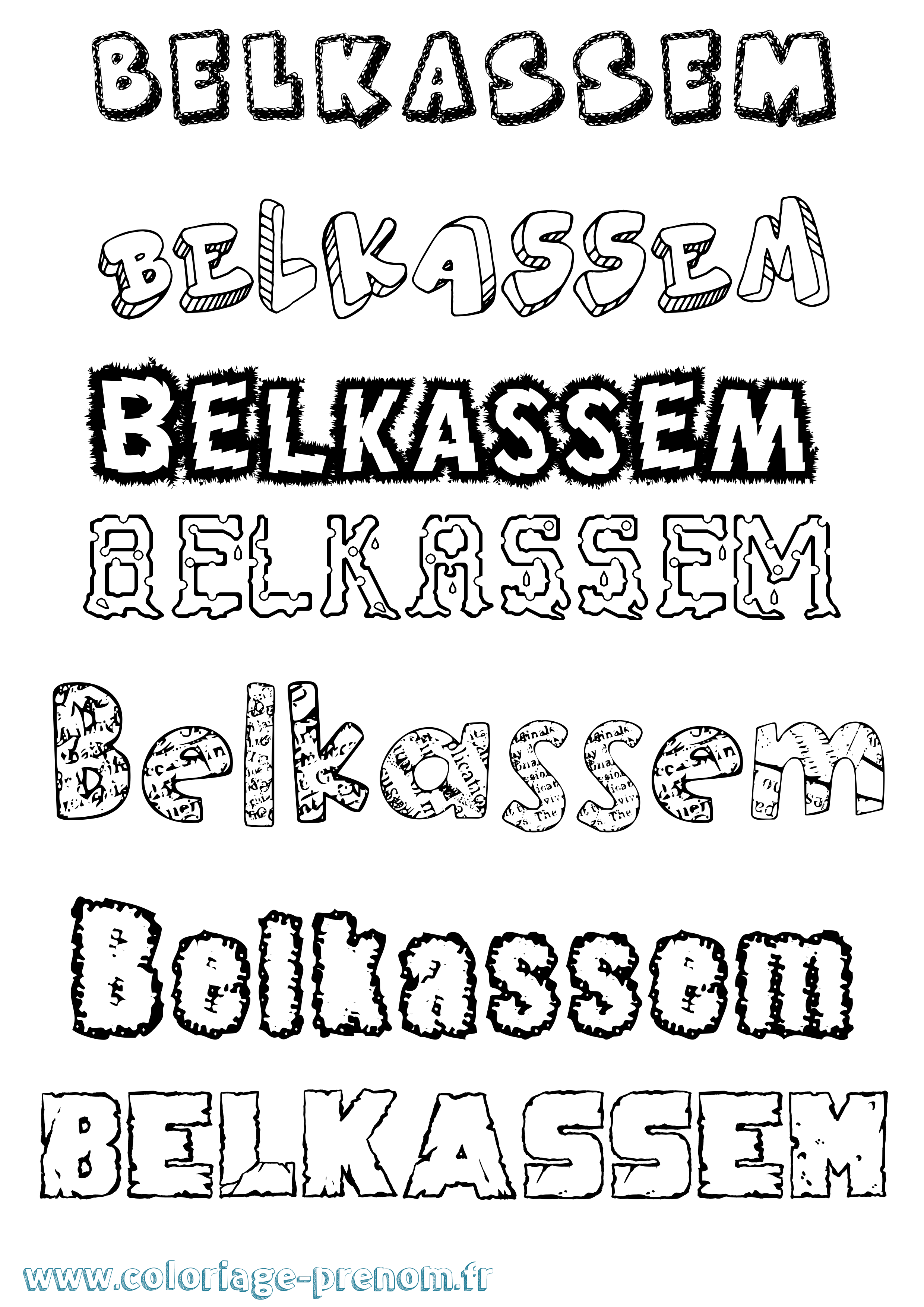 Coloriage Belkassem Destructuré Coloriage prénom Belkassem Destructuré