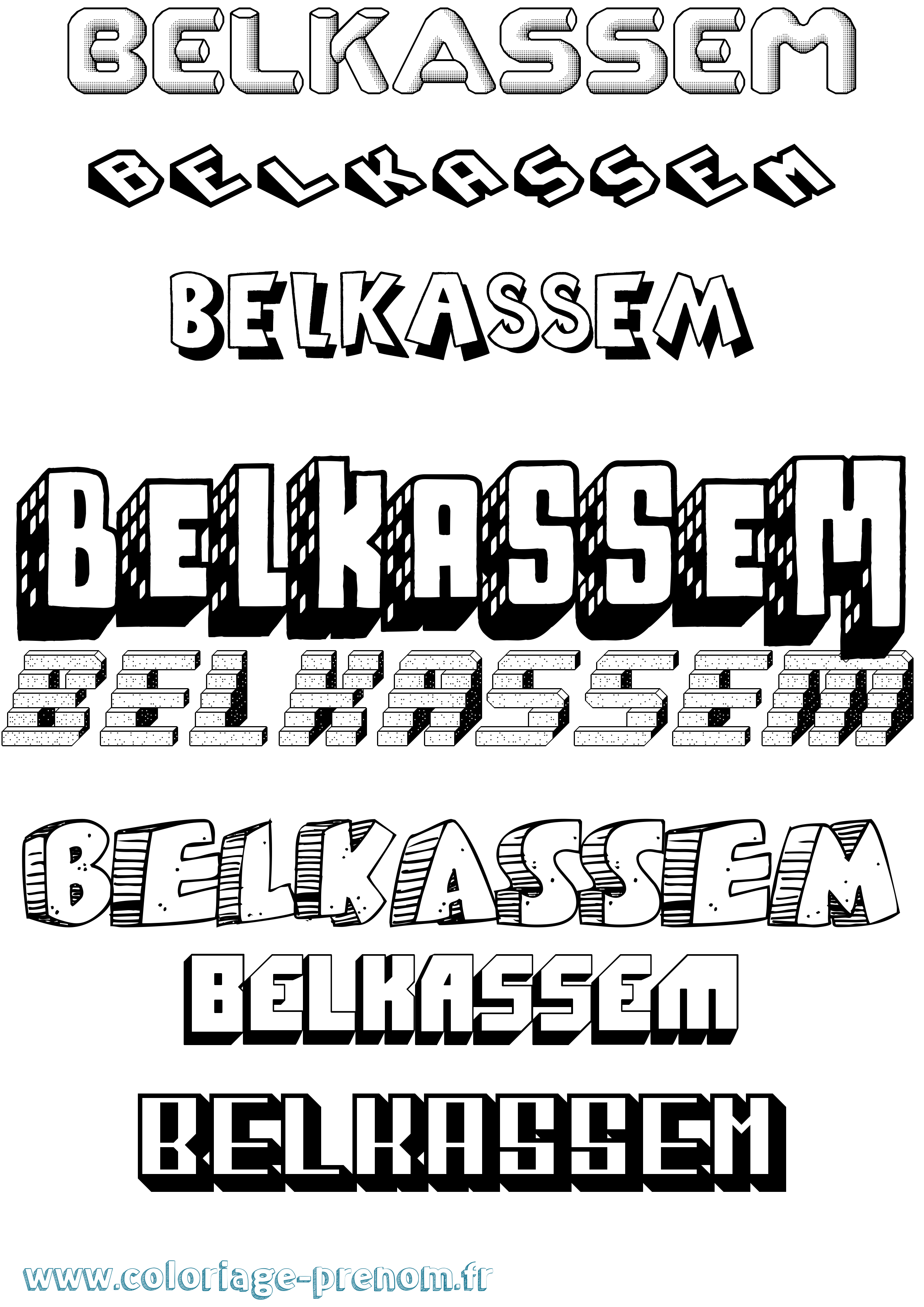 Coloriage Belkassem Effet 3D Coloriage prénom Belkassem Effet 3D