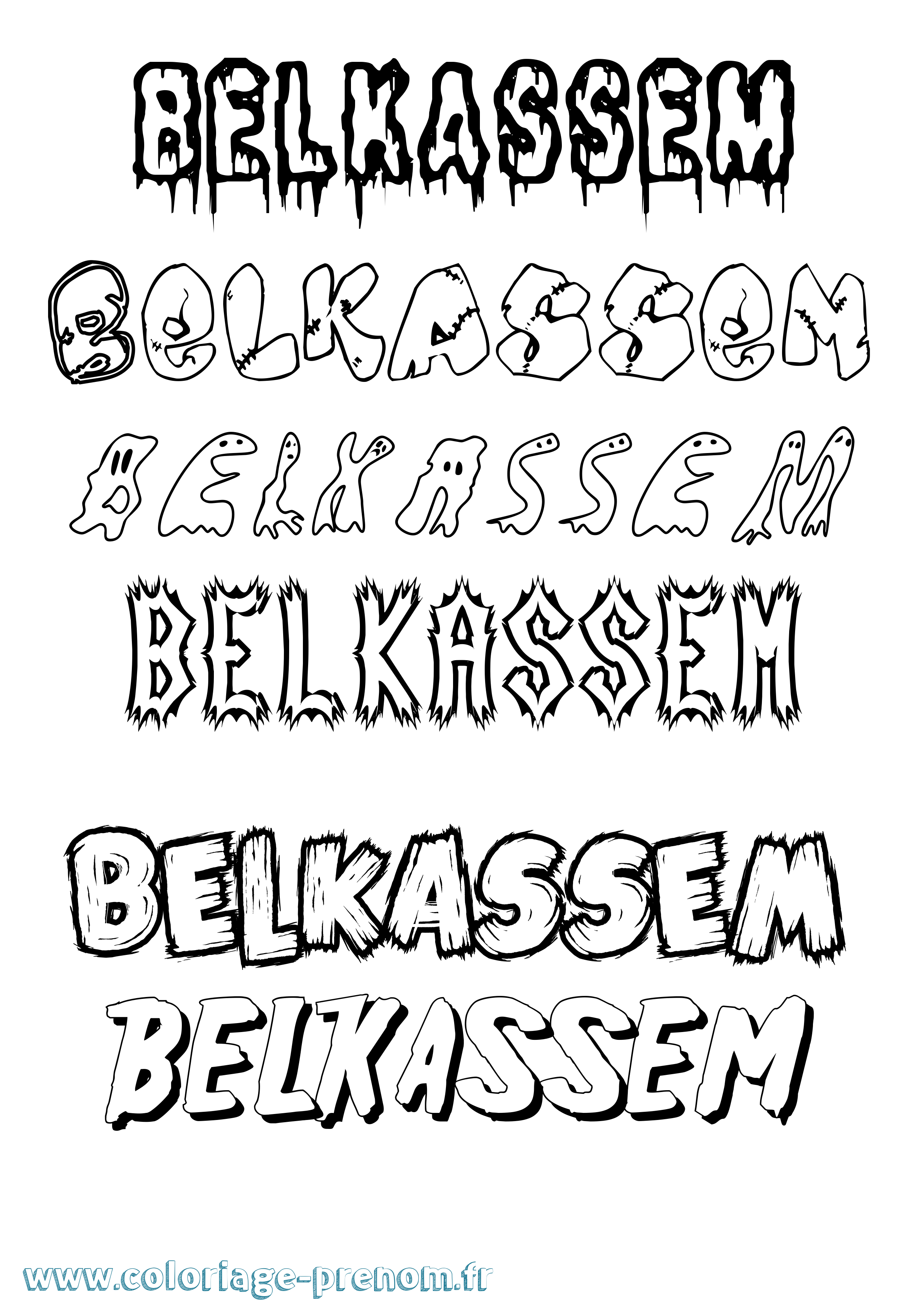 Coloriage Belkassem Frisson Coloriage prénom Belkassem Frisson