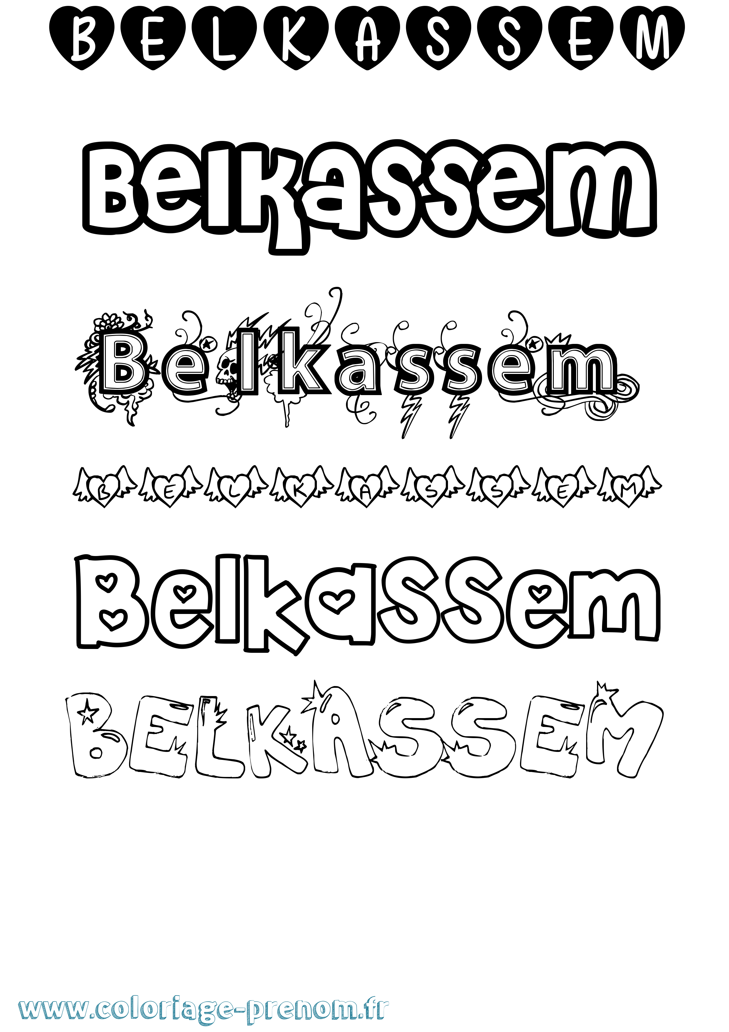 Coloriage Belkassem Girly Coloriage prénom Belkassem Girly