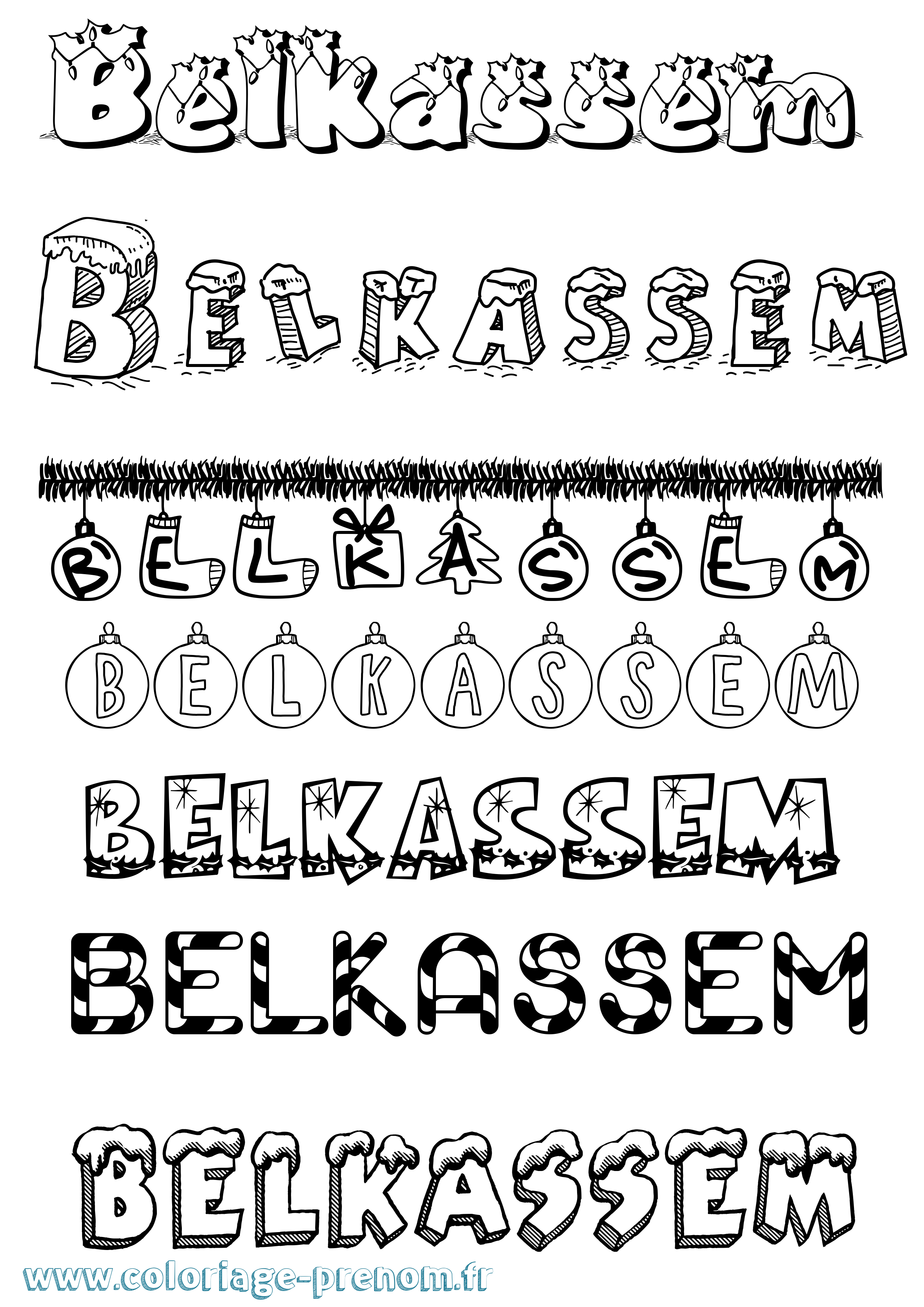 Coloriage Belkassem Noël Coloriage prénom Belkassem Noël