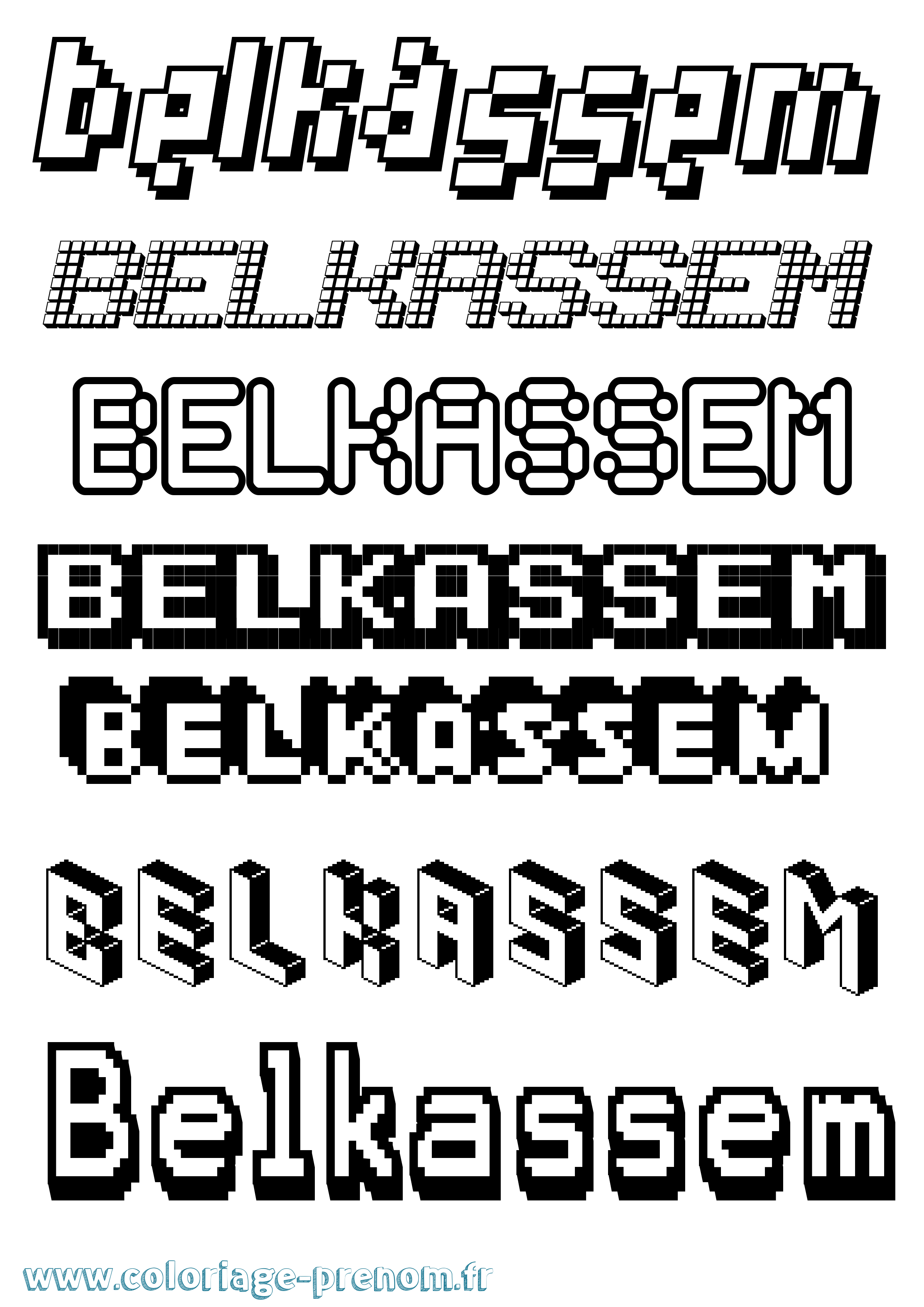 Coloriage Belkassem Pixel Coloriage prénom Belkassem Pixel