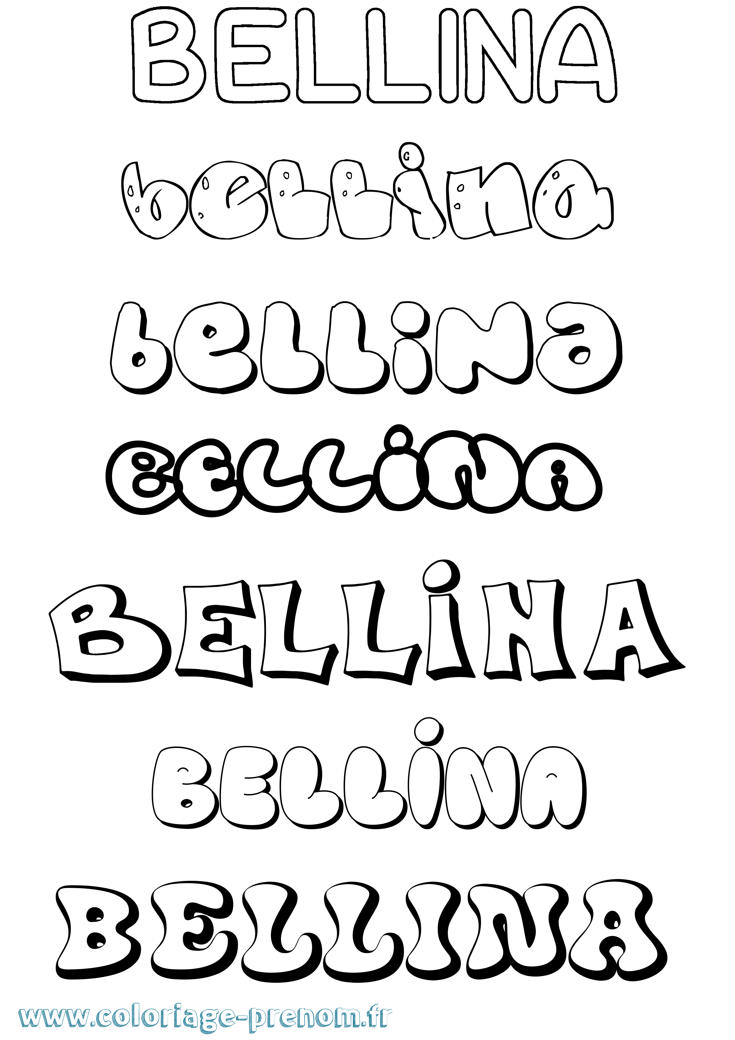 Coloriage Bellina Bubble Coloriage prénom Bellina Bubble