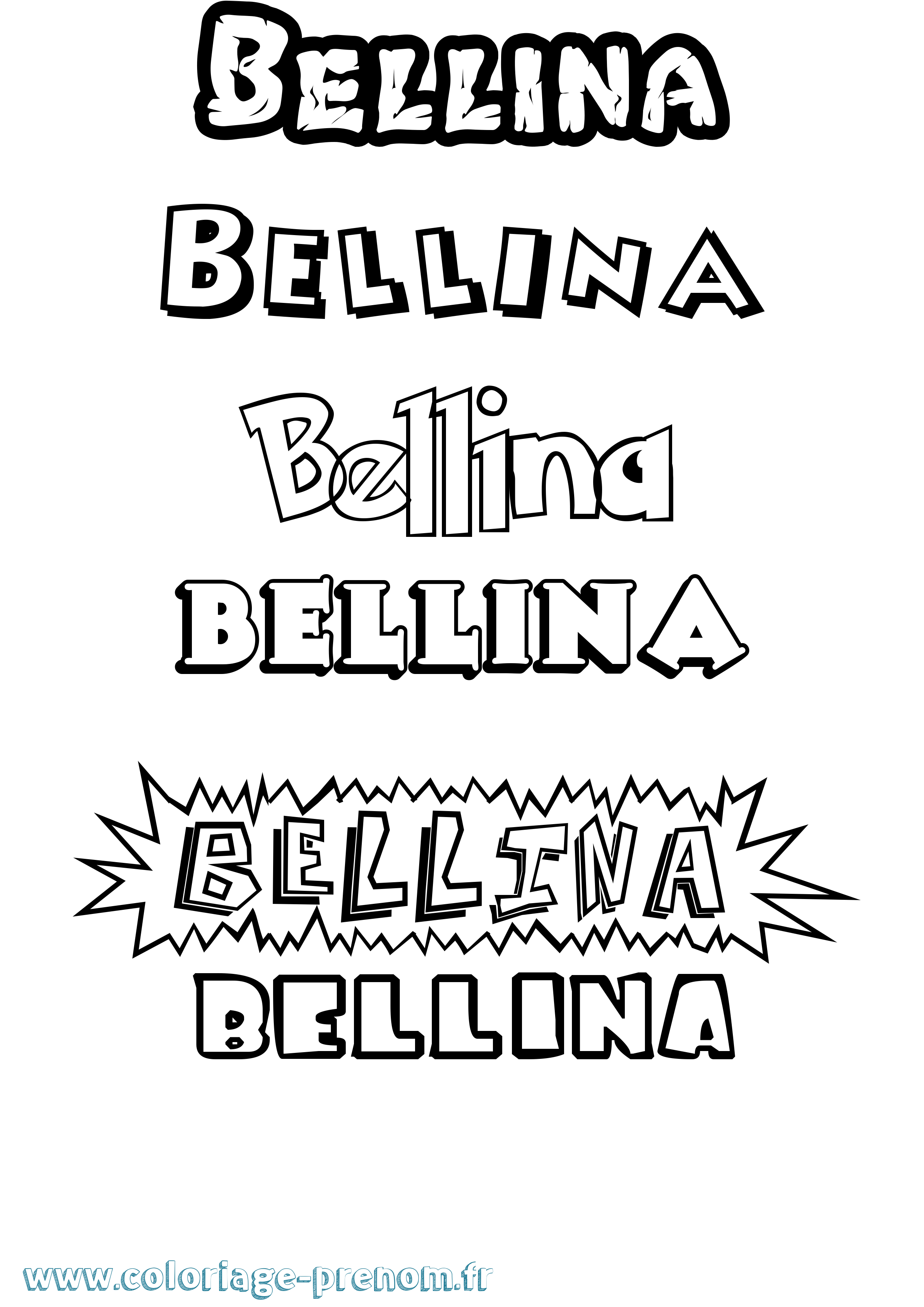 Coloriage Bellina Dessin Animé Coloriage prénom Bellina Dessin Animé