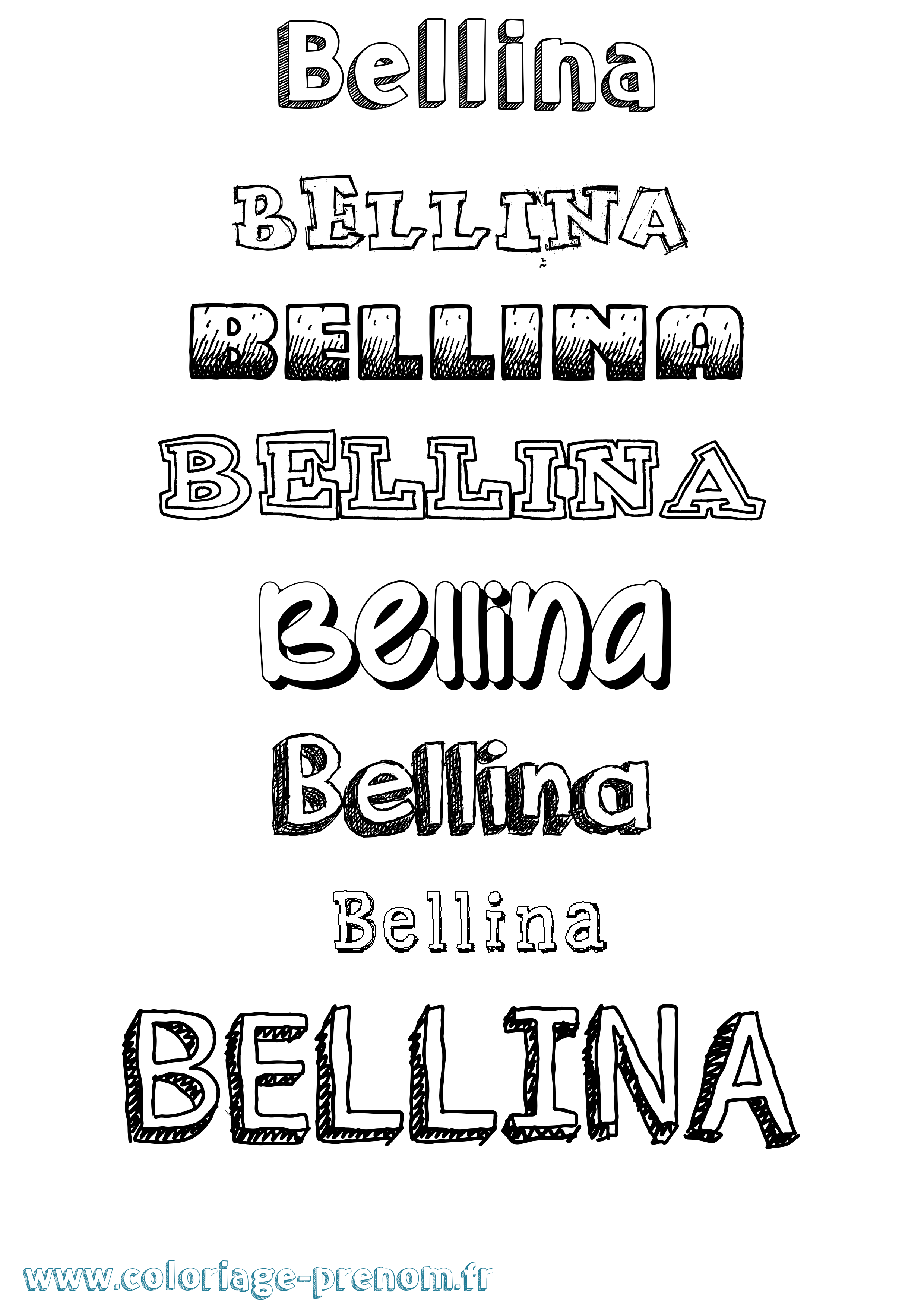 Coloriage Bellina Dessiné Coloriage prénom Bellina Dessiné