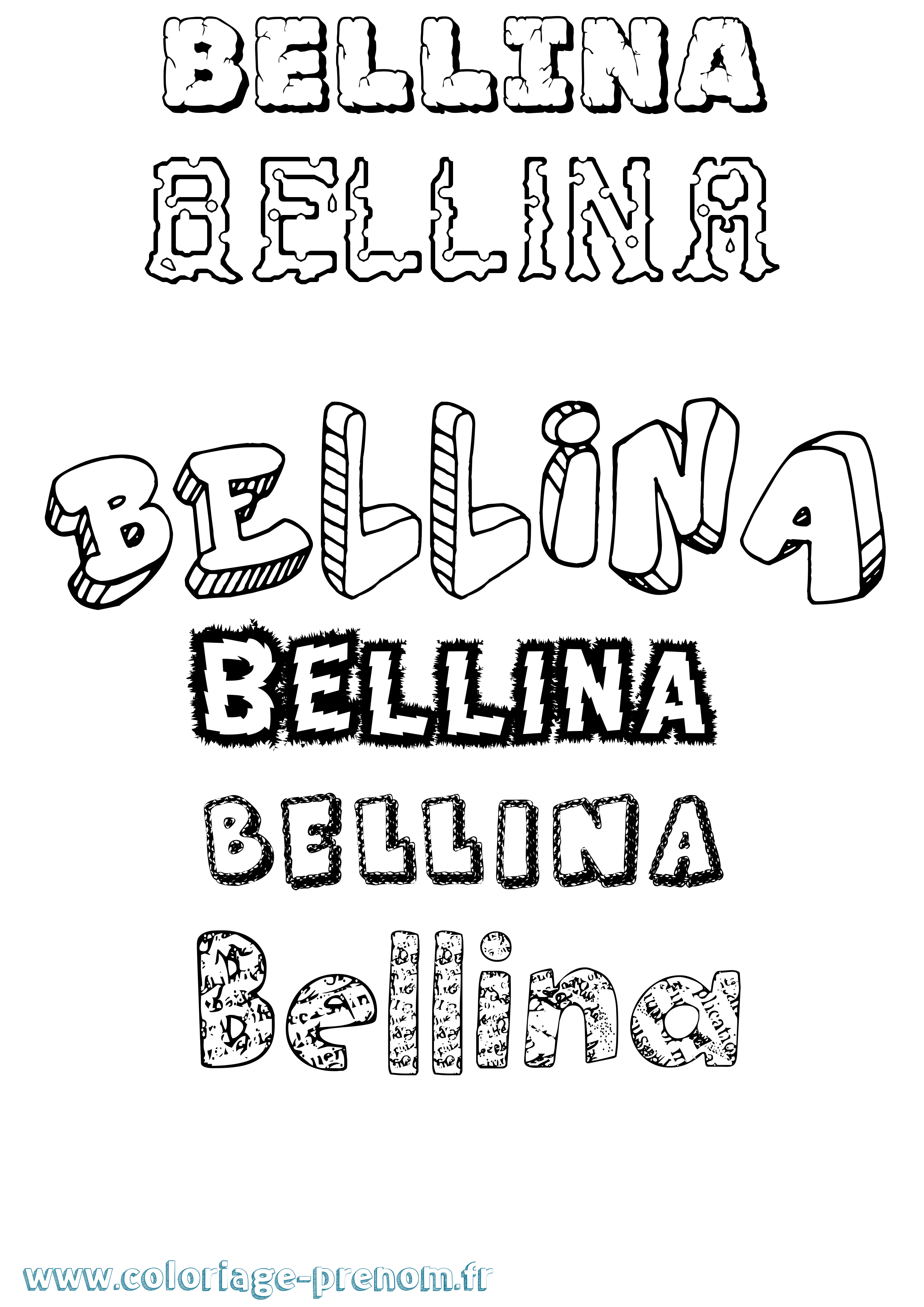 Coloriage Bellina Destructuré Coloriage prénom Bellina Destructuré