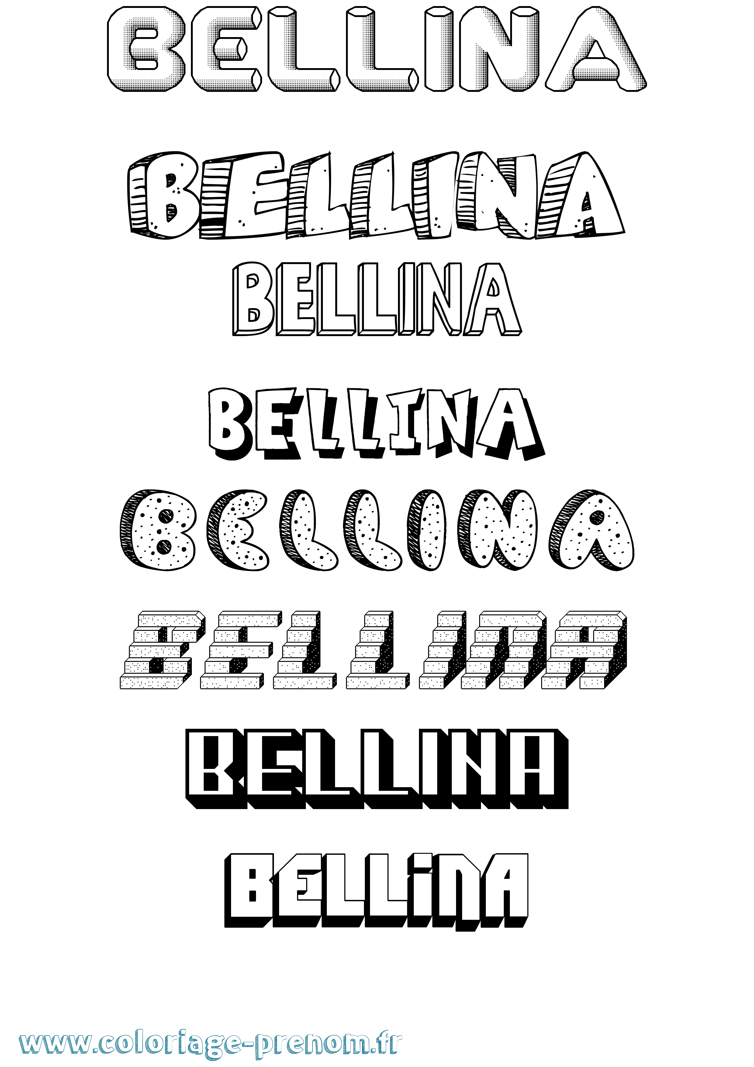 Coloriage Bellina Effet 3D Coloriage prénom Bellina Effet 3D