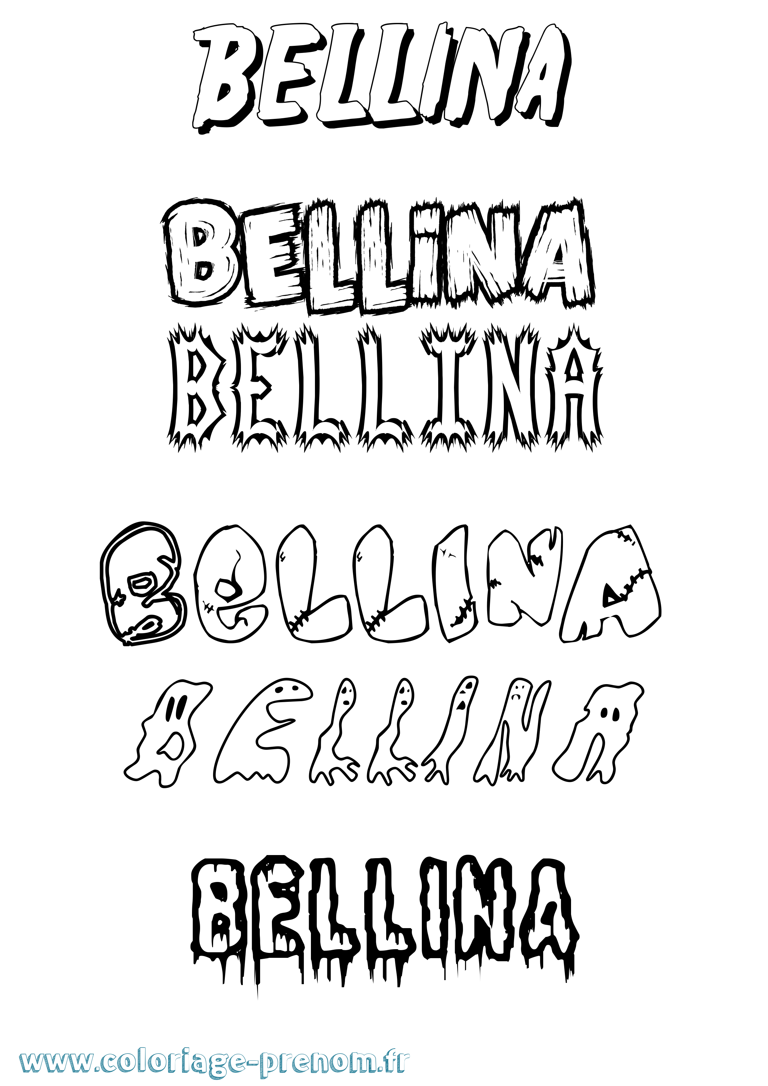 Coloriage Bellina Frisson Coloriage prénom Bellina Frisson