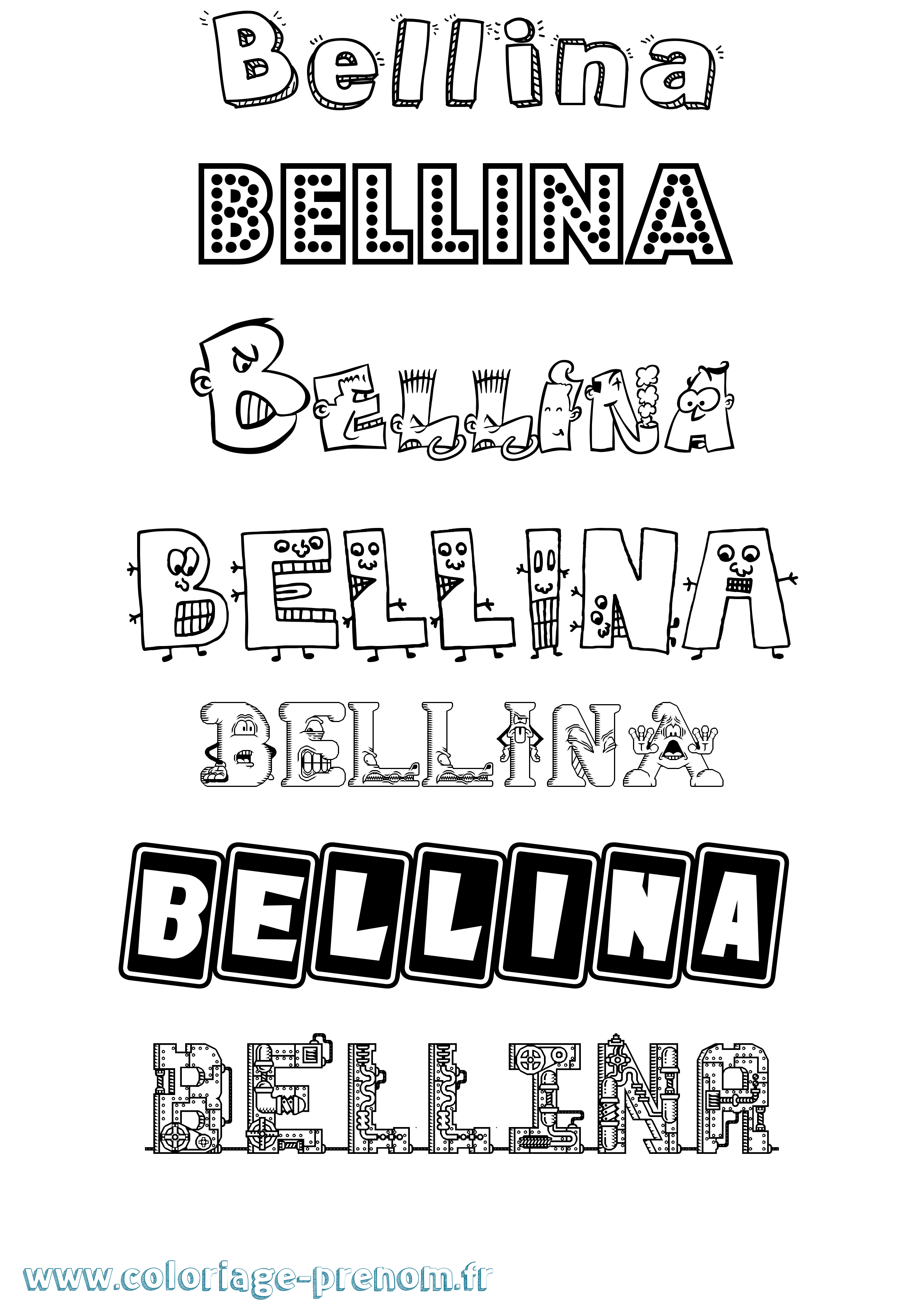 Coloriage Bellina Fun Coloriage prénom Bellina Fun