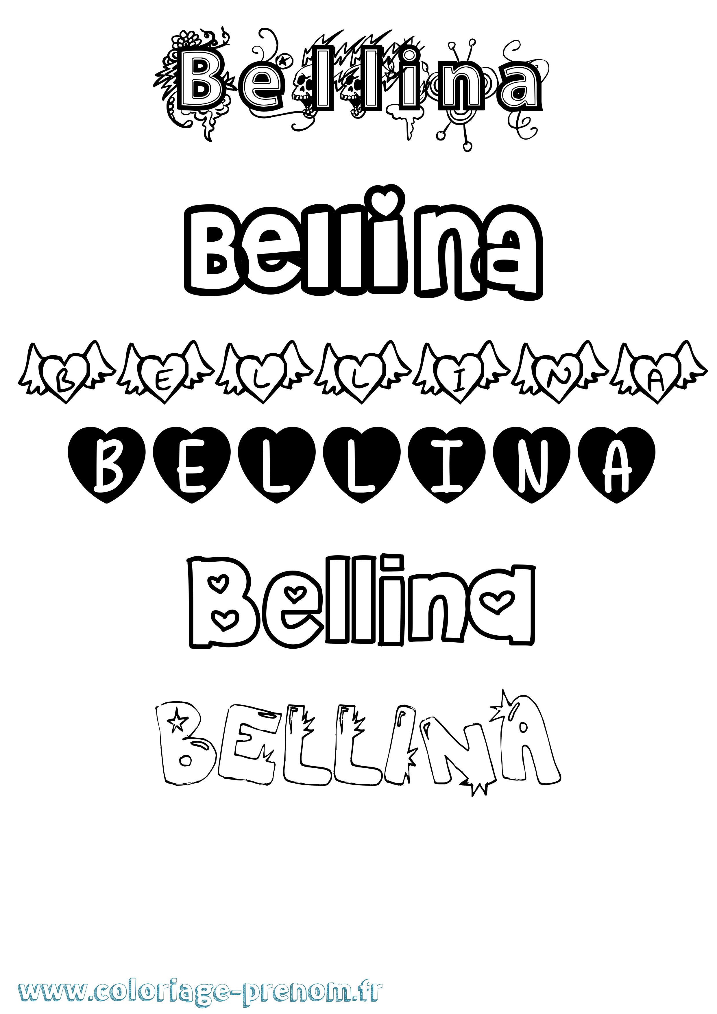 Coloriage Bellina Girly Coloriage prénom Bellina Girly